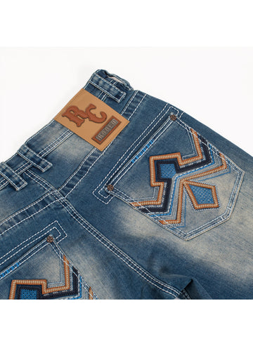 MEN'S COTTON/SPANDEX STRETCH FANCY SLIM STRAIGHT JEANS-RP500-515