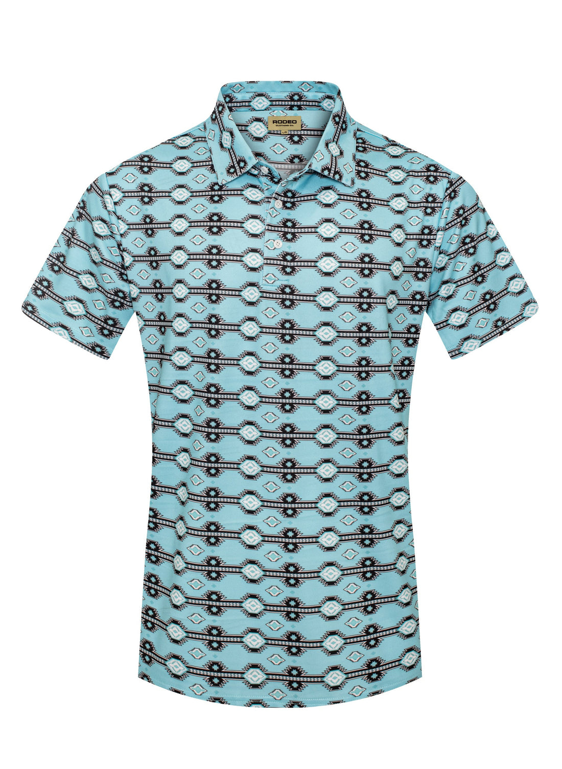 Light blue shirt with pattern on a white background