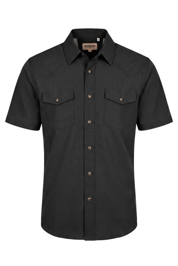 Men’s UPF 50+ Sun Protection Short Sleeve Western Shirt-RT102S-BLACK