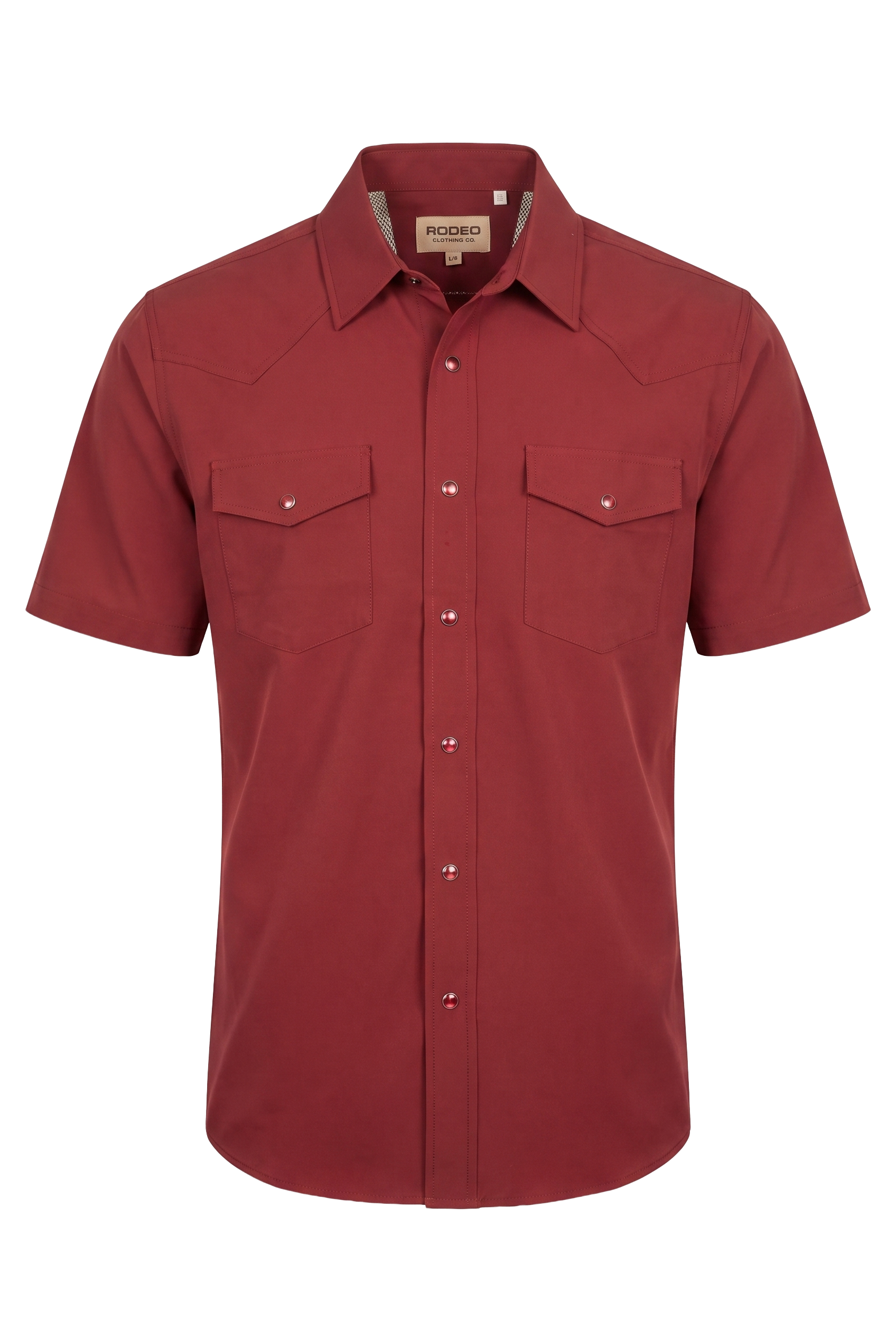 Men’s UPF 50+ Sun Protection Short Sleeve Western Shirt-RT102S-BURGUNDY