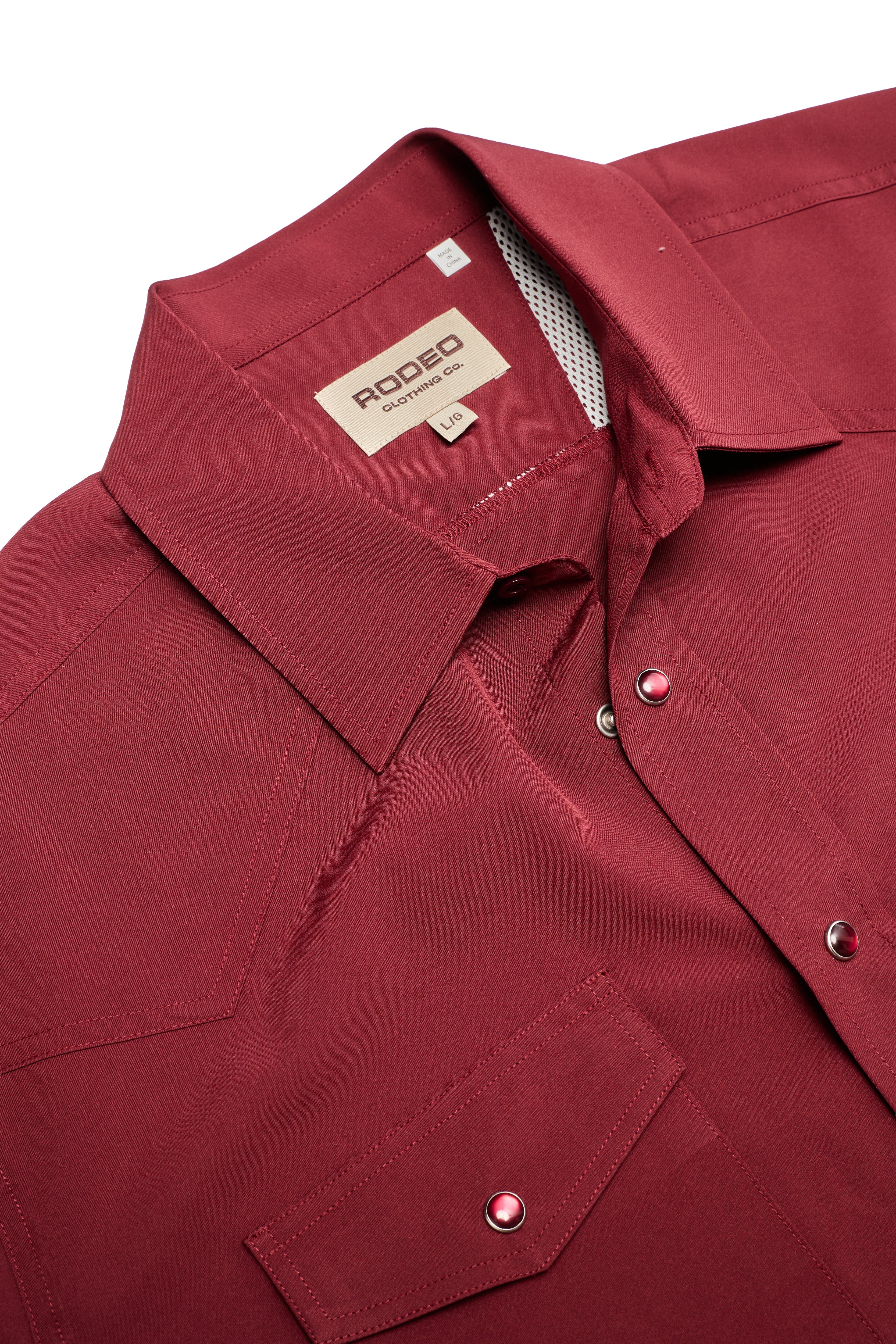 Men’s UPF 50+ Sun Protection Short Sleeve Western Shirt-RT102S-BURGUNDY