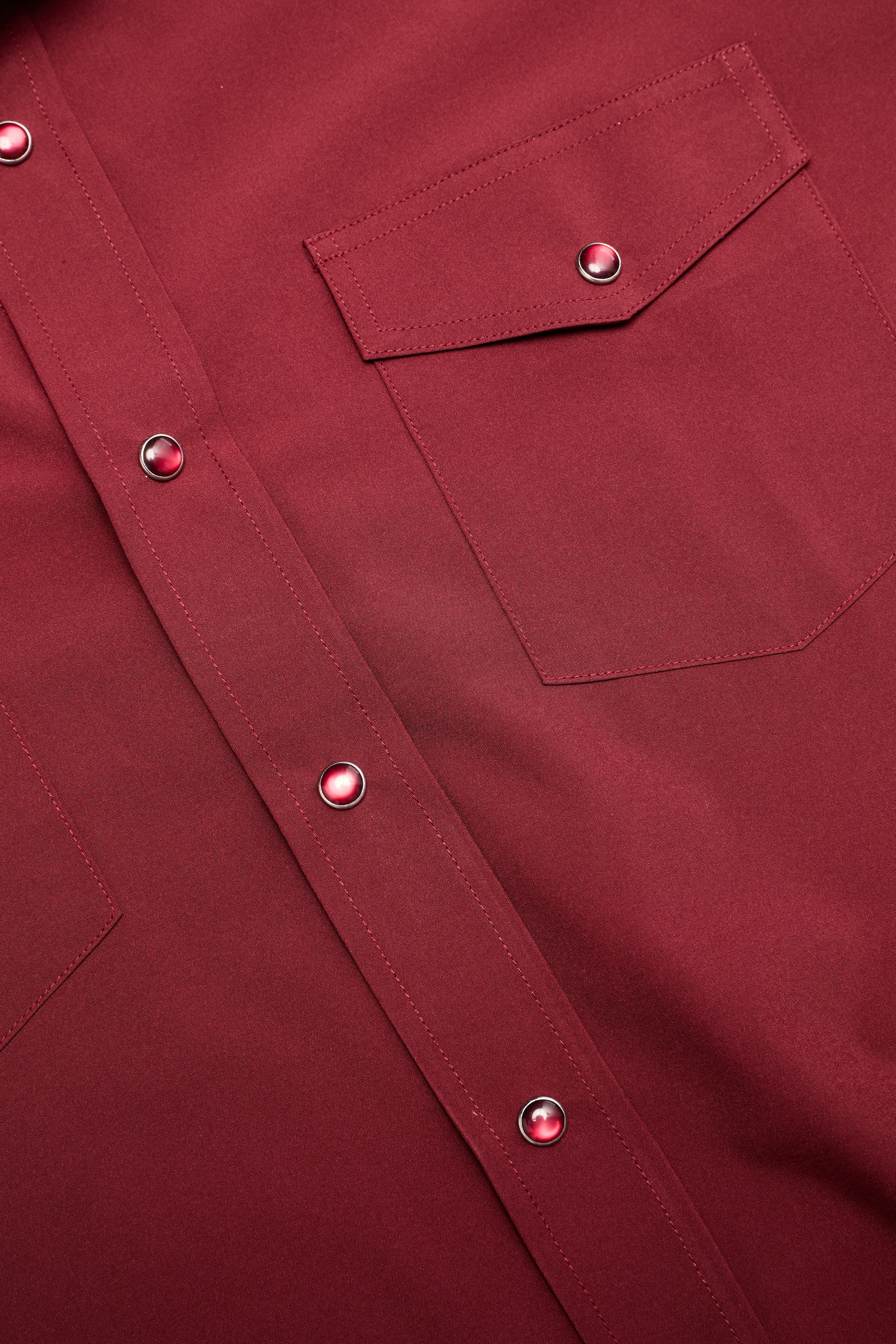 Men’s UPF 50+ Sun Protection Short Sleeve Western Shirt-RT102S-BURGUNDY