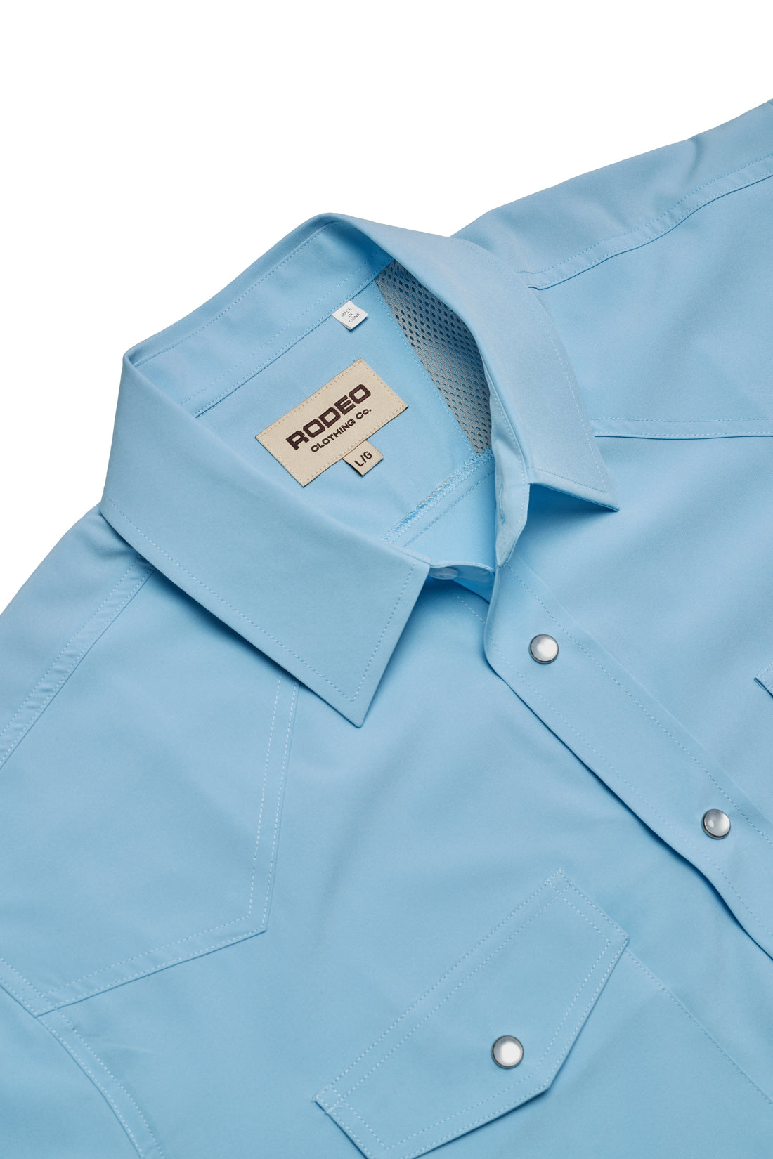 Men’s UPF 50+ Sun Protection Short Sleeve Western Shirt-RT102S-LTBLUE