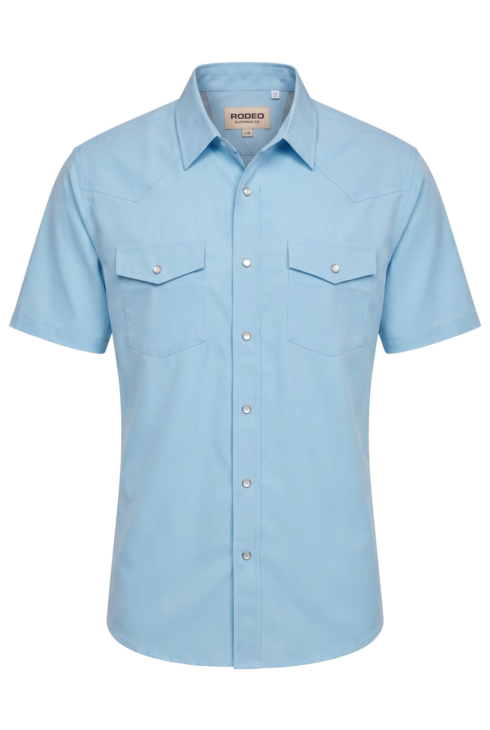 Men’s UPF 50+ Sun Protection Short Sleeve Western Shirt-RT102S-LTBLUE