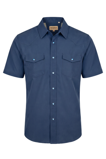 Men’s UPF 50+ Sun Protection Short Sleeve Western Shirt-RT102S-NAVY