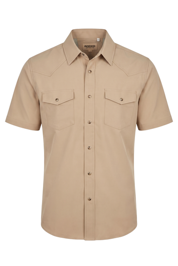 Men’s UPF 50+ Sun Protection Short Sleeve Western Shirt-RT102S-SAND