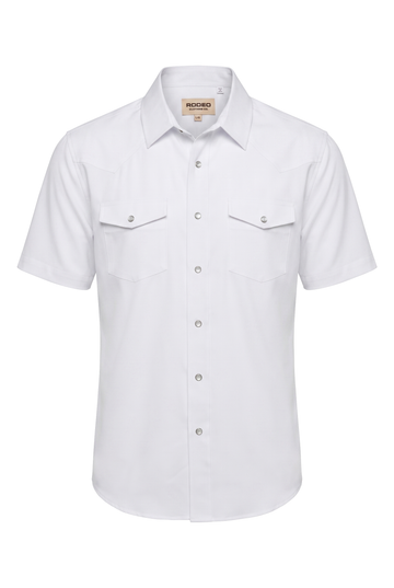 Men’s UPF 50+ Sun Protection Short Sleeve Western Shirt-RT102S-WHITE