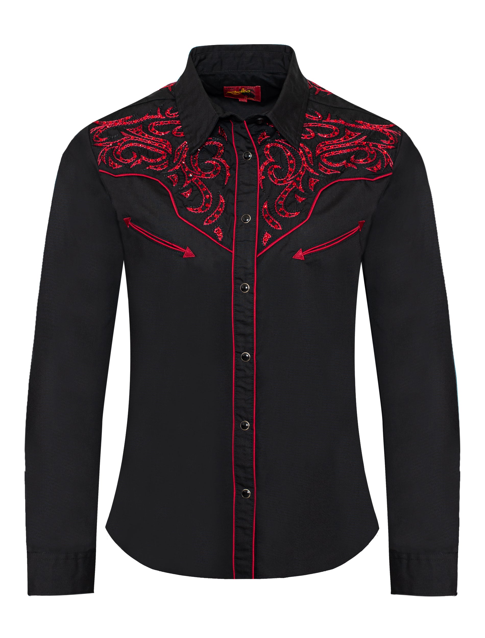 Women’s Western Embroidered diamond studded Shirts-LS500D-528 - Rodeo Clothing wholesale 
