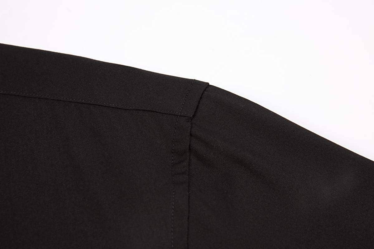 Calvetti Mens Dress Shirts Wrinkle Free Regular Long Sleeve Shirts - BLACK