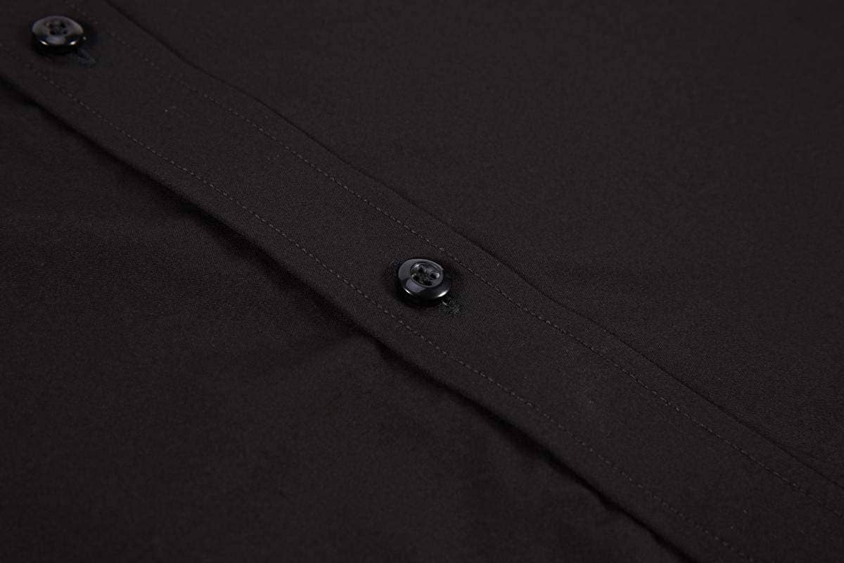 Calvetti Mens Dress Shirts Wrinkle Free Regular Long Sleeve Shirts-BLACK - Rodeo Clothing wholesale 