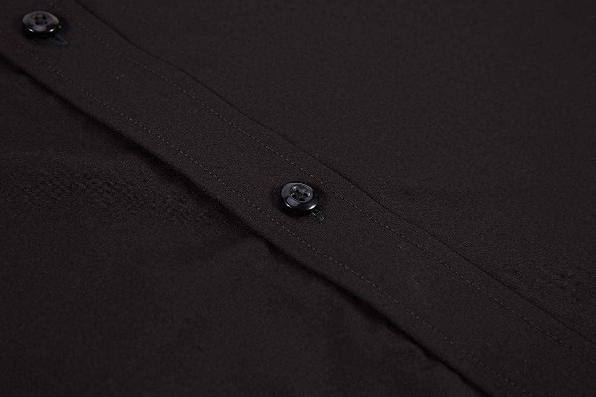 Calvetti Mens Dress Shirts Wrinkle Free Regular Long Sleeve Shirts - BLACK