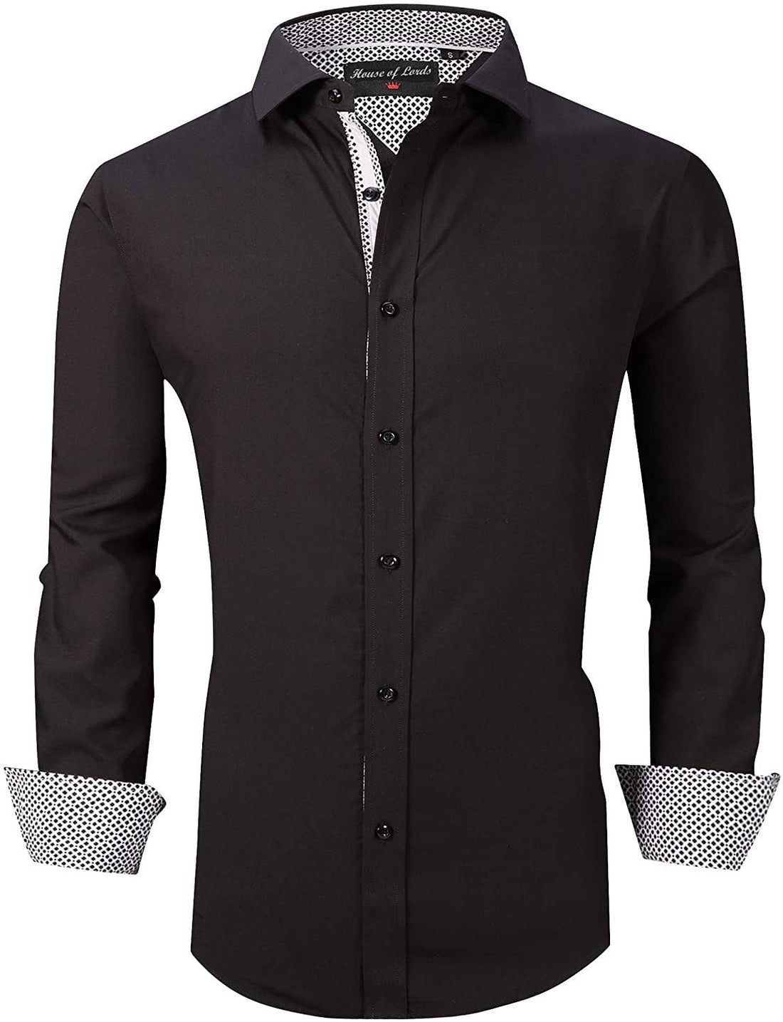 Calvetti Mens Dress Shirts Wrinkle Free Regular Long Sleeve Shirts-BLACK - Rodeo Clothing wholesale 