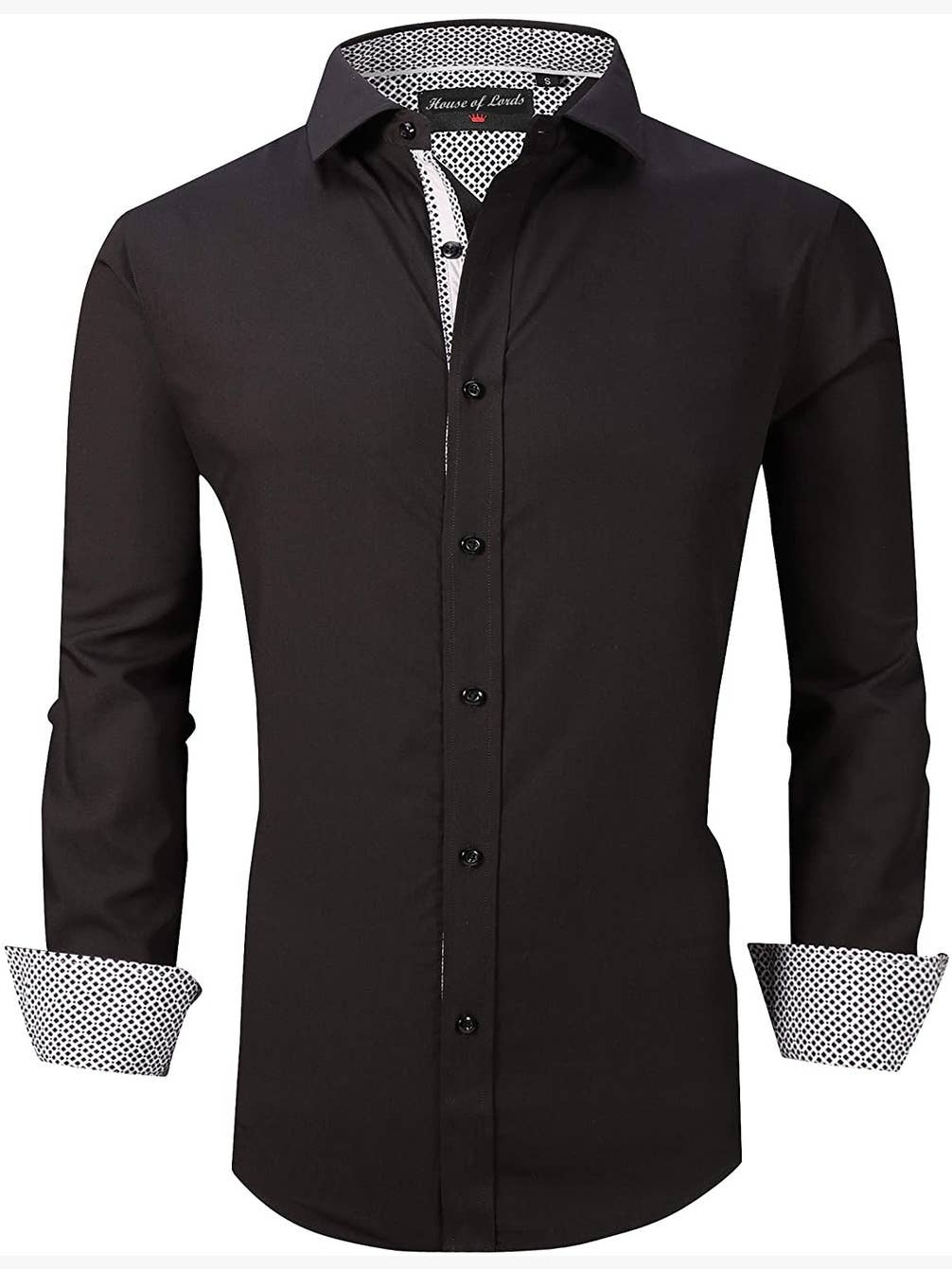 Calvetti Mens Dress Shirts Wrinkle Free Regular Long Sleeve Shirts-BLACK - Rodeo Clothing wholesale 
