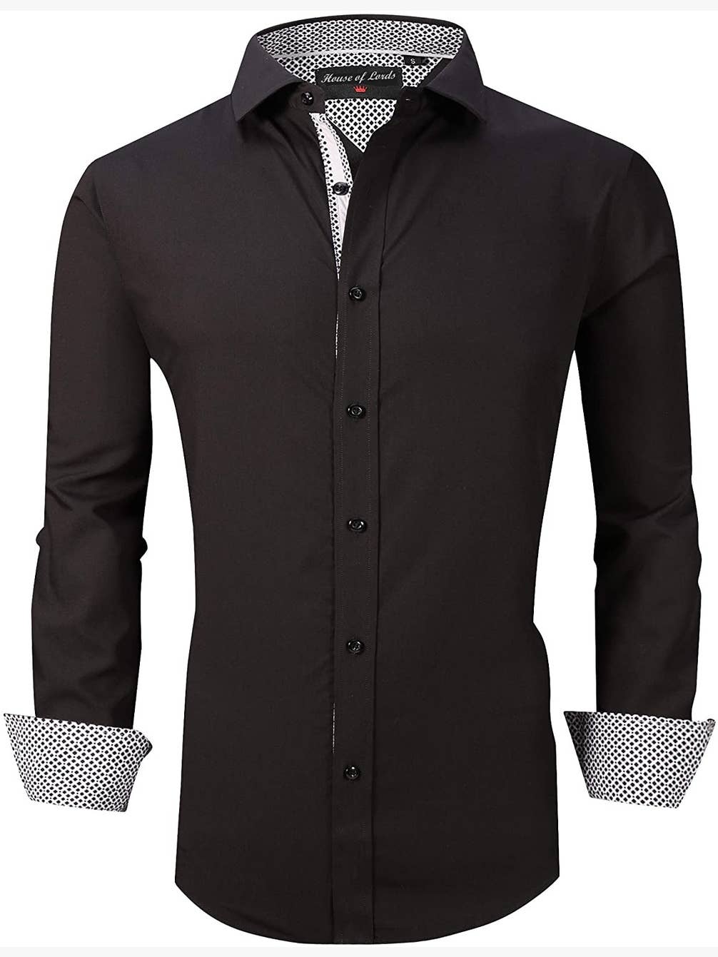 Calvetti Mens Dress Shirts Wrinkle Free Regular Long Sleeve Shirts - BLACK