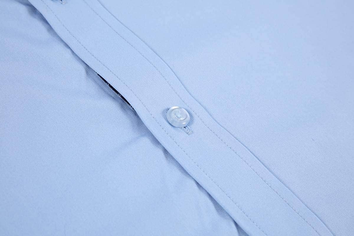 Calvetti Mens Dress Shirts Wrinkle Free Regular Long Sleeve Shirts-LIGHT BLUE - Rodeo Clothing wholesale 