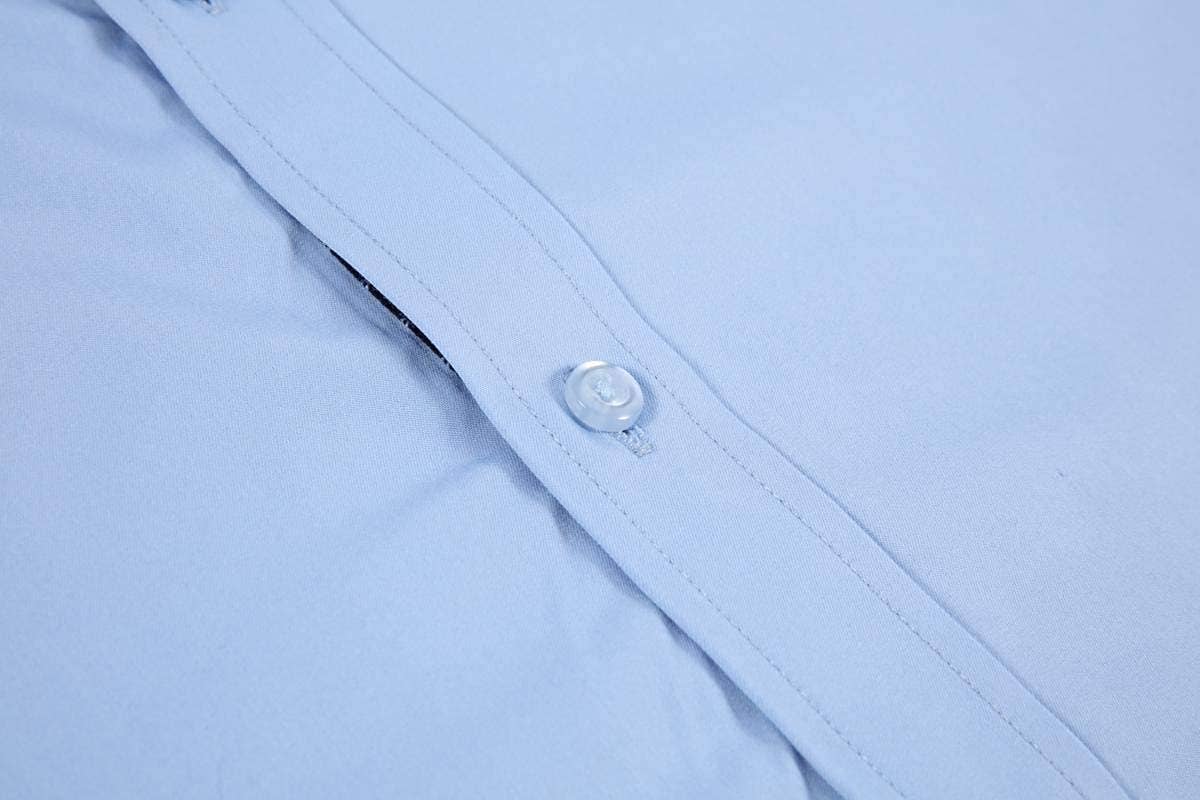 Calvetti Mens Dress Shirts Wrinkle Free Regular Long Sleeve Shirts - LIGHT BLUE