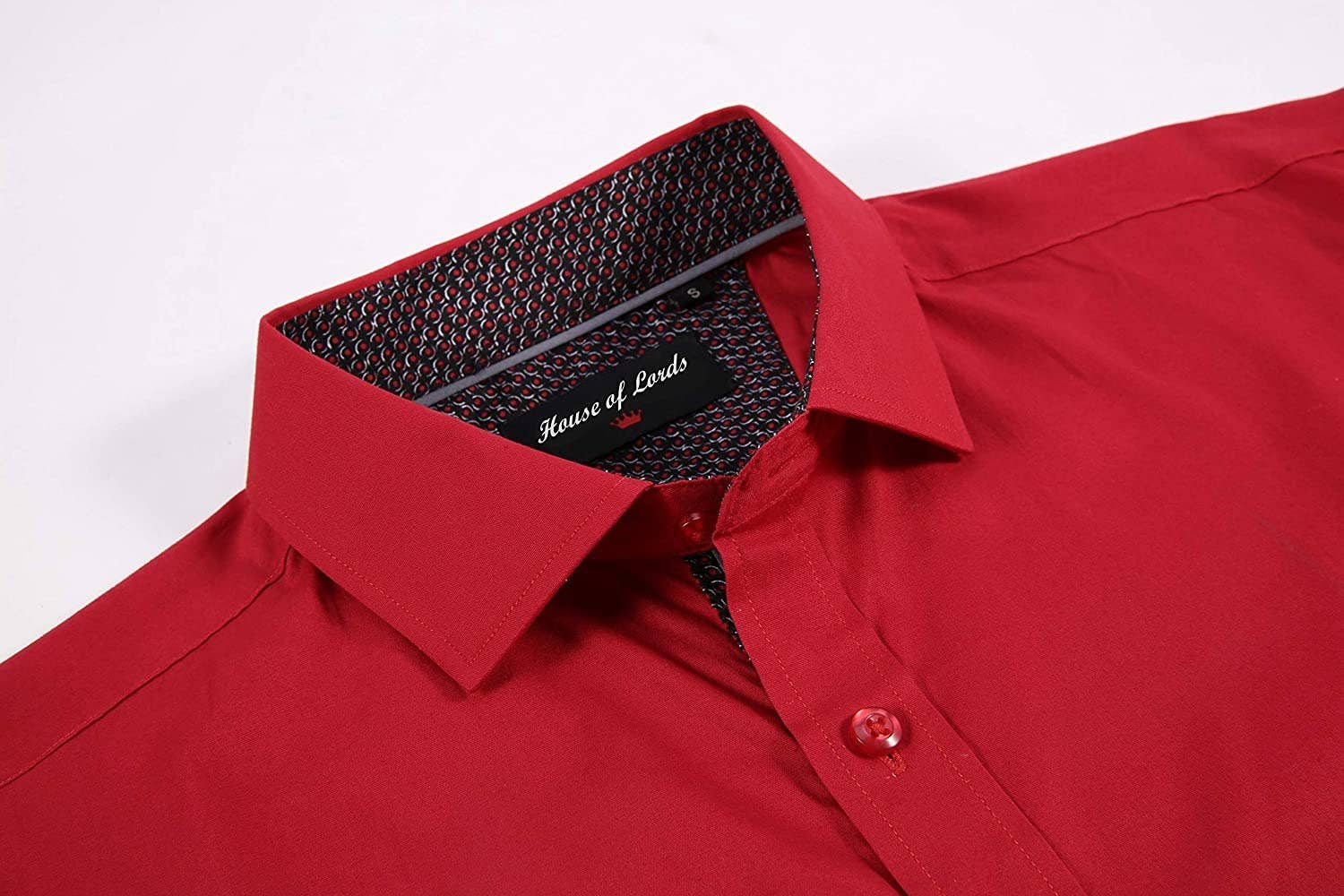 Calvetti Mens Dress Shirts Wrinkle Free Regular Long Sleeve Shirts - RED