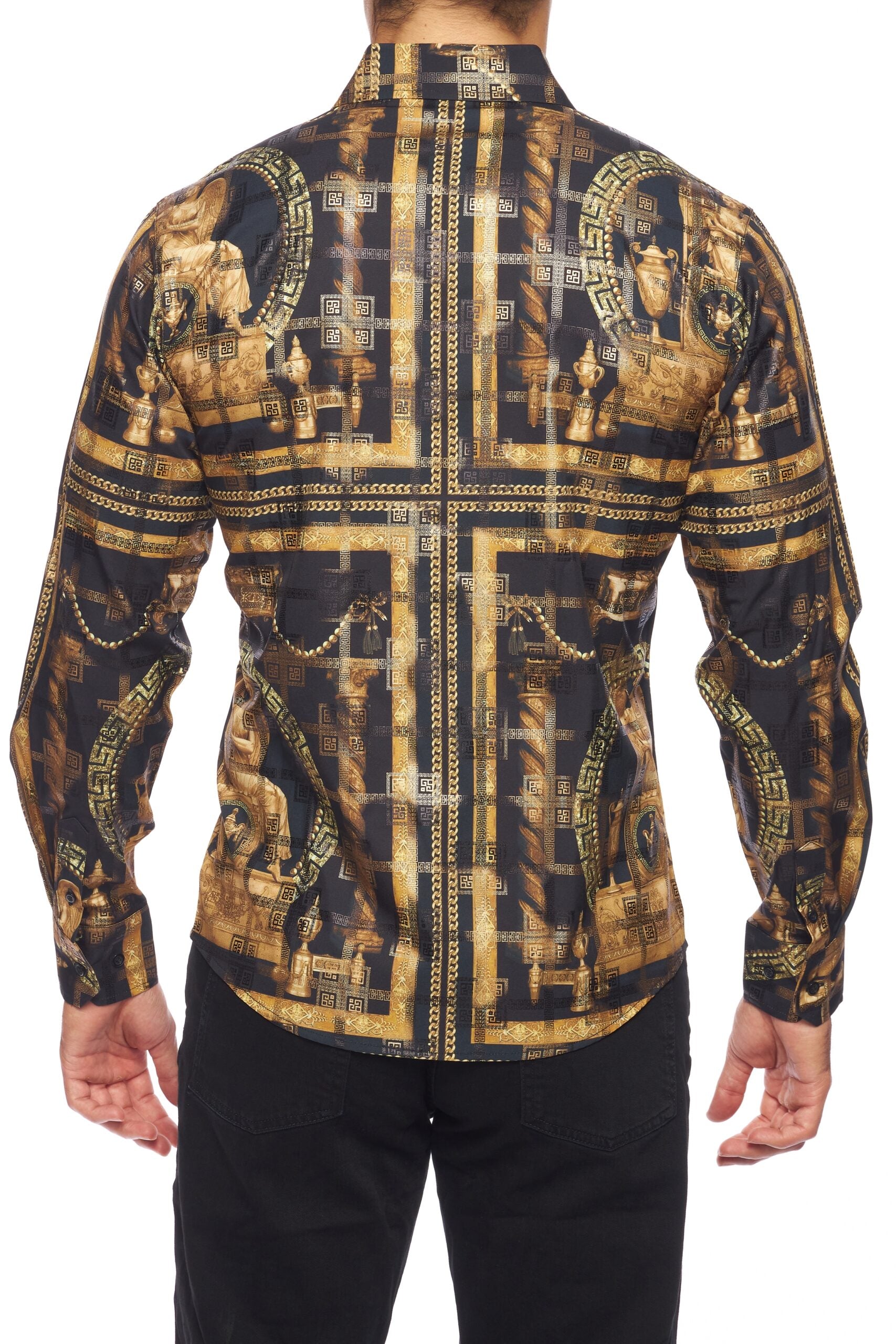 Mens Luxury Brand Printed Silk Like Shirts-HLS2002L-530 - Rodeo Clothing wholesale 