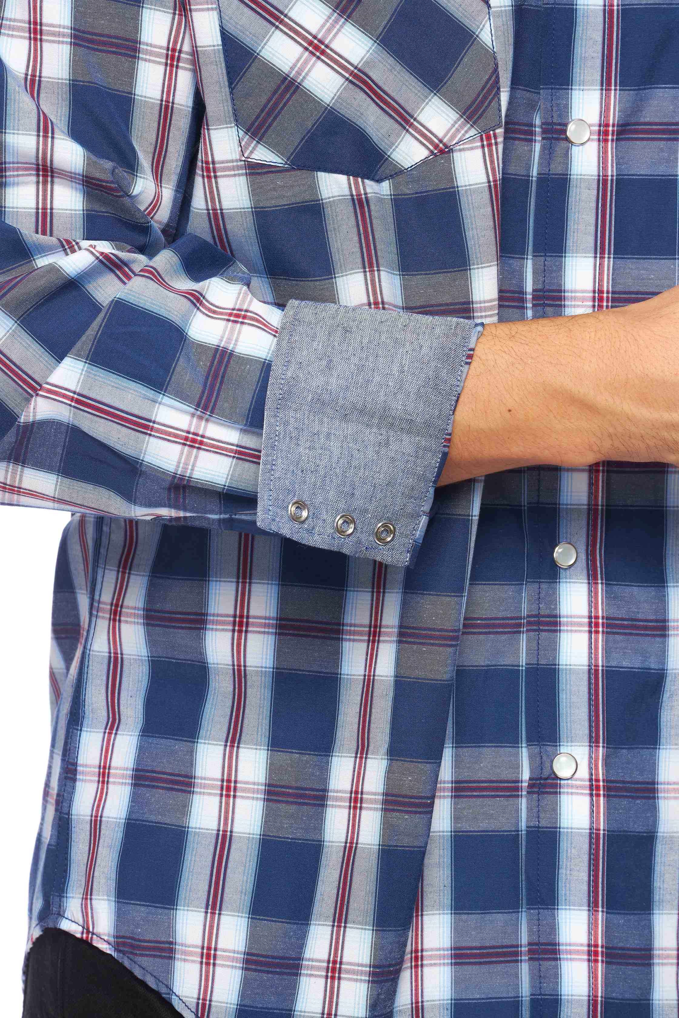 Men's Western Long Sleeve Pearl Snap Plaid Shirt-PS400-403 - Rodeo Clothing wholesale 