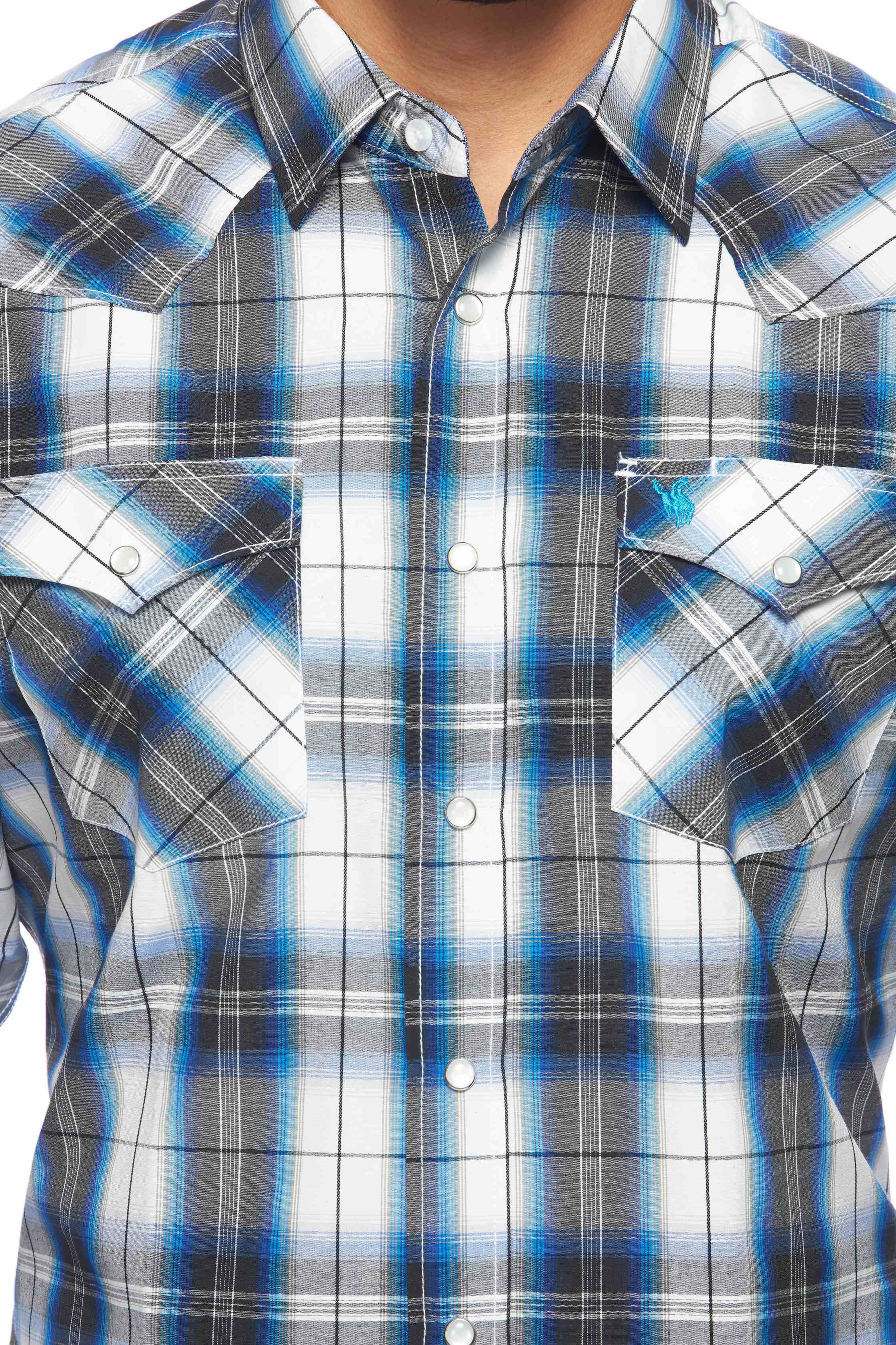 Men's Western Long Sleeve Pearl Snap Plaid Shirt-PS400-471 - Rodeo Clothing wholesale 