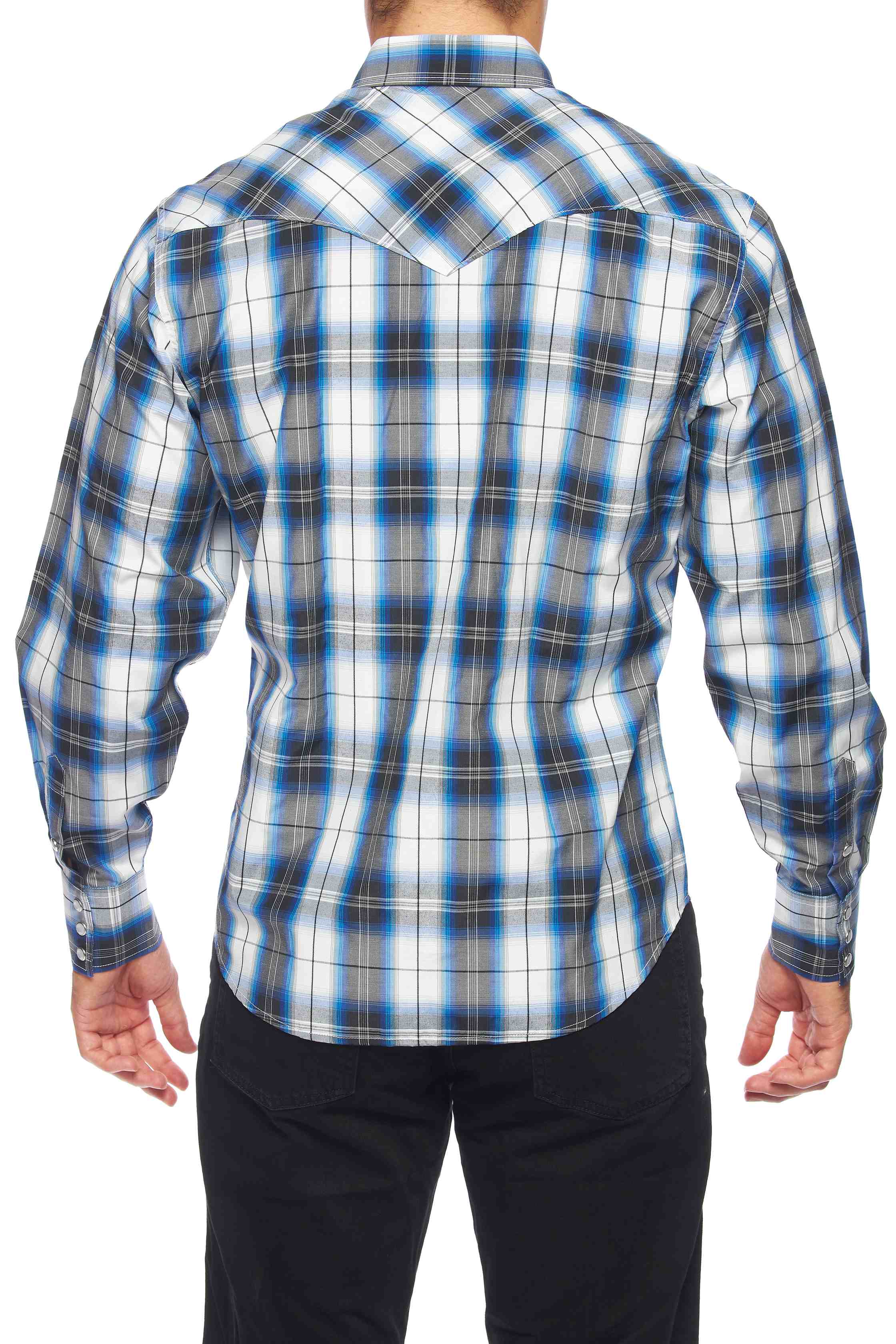 Men's Western Long Sleeve Pearl Snap Plaid Shirt-PS400-471 - Rodeo Clothing wholesale 
