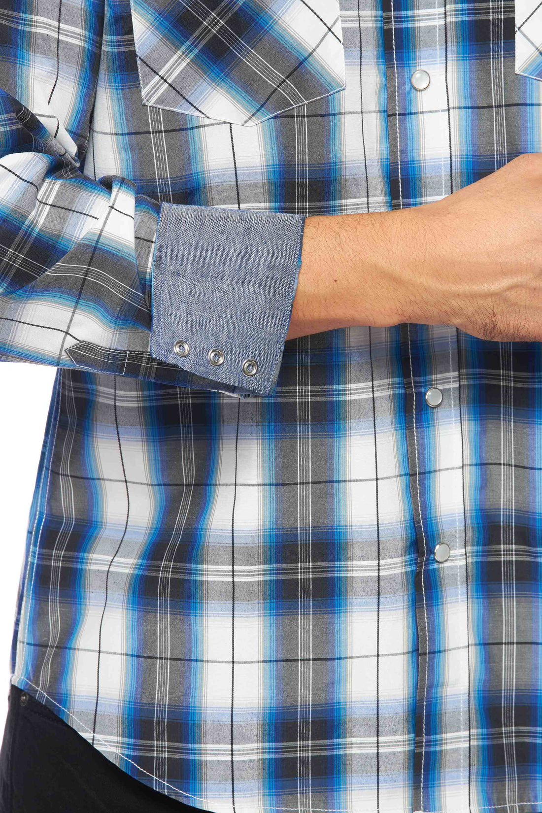 Men's Western Long Sleeve Pearl Snap Plaid Shirt-PS400-471 - Rodeo Clothing wholesale 