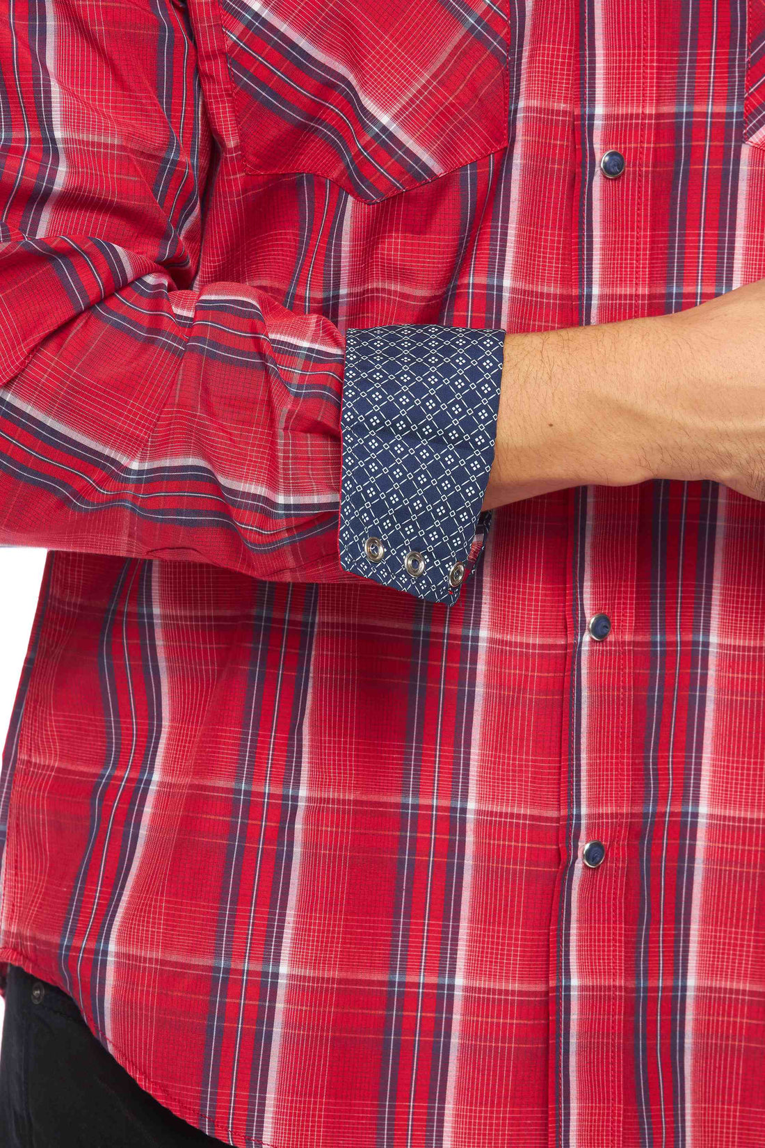 Men's Western Long Sleeve Pearl Snap Plaid Shirt-PS400-407 - Rodeo Clothing wholesale 