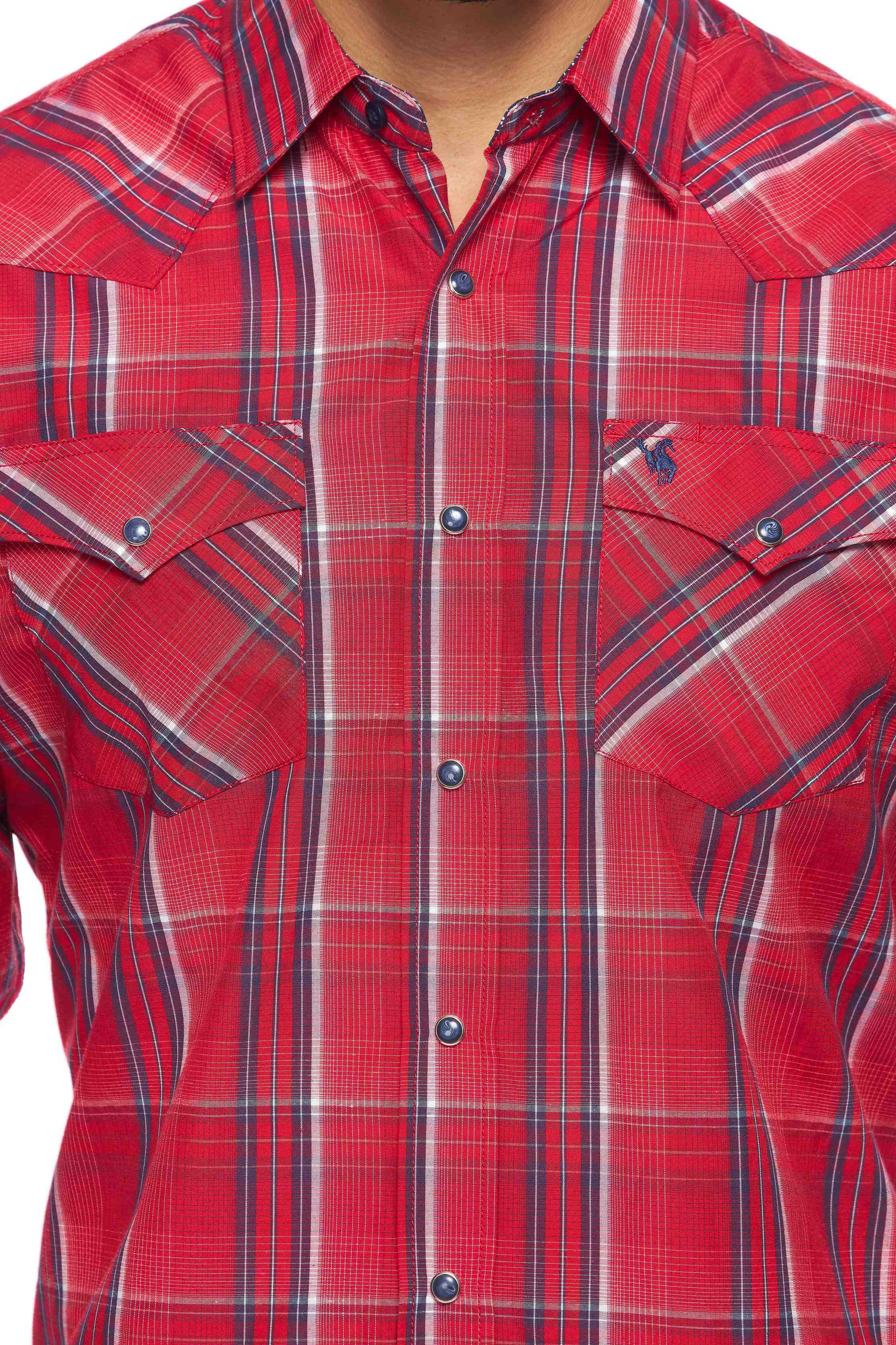 Men's Western Long Sleeve Pearl Snap Plaid Shirt-PS400-407 - Rodeo Clothing wholesale 