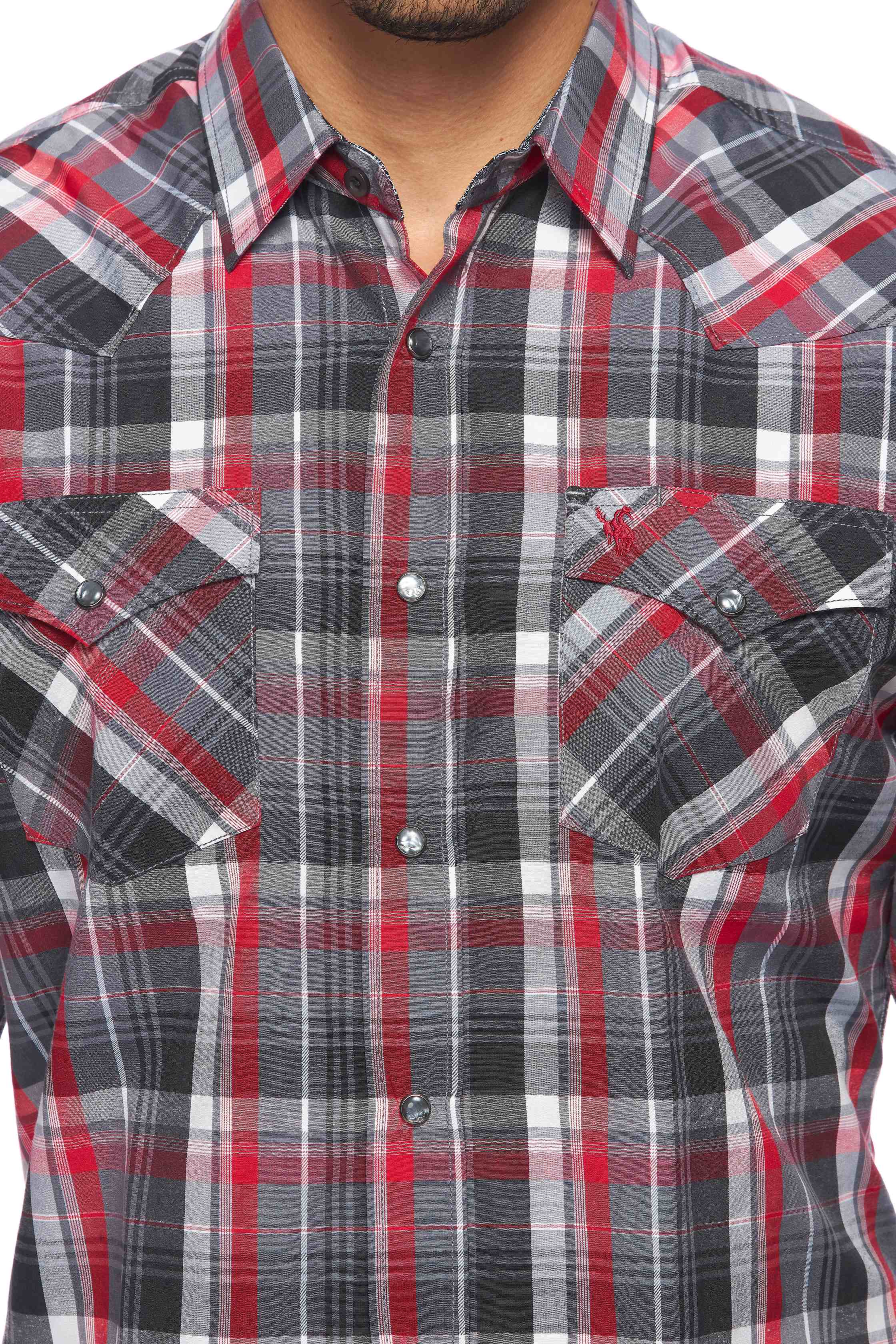Men's Western Classic Long Sleeve Pearl Snap Button Plaid Shirt