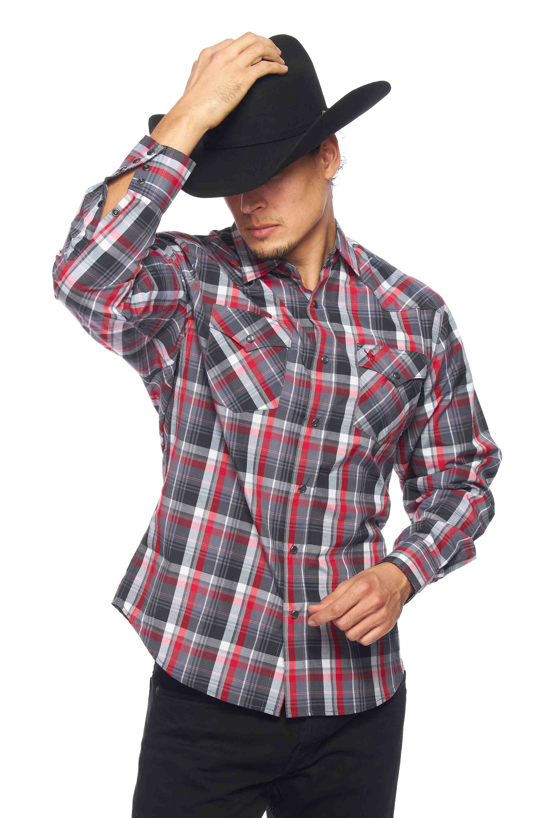 Men's Western Long Sleeve Pearl Snap Plaid Shirt-PS400-402 - Rodeo Clothing wholesale 