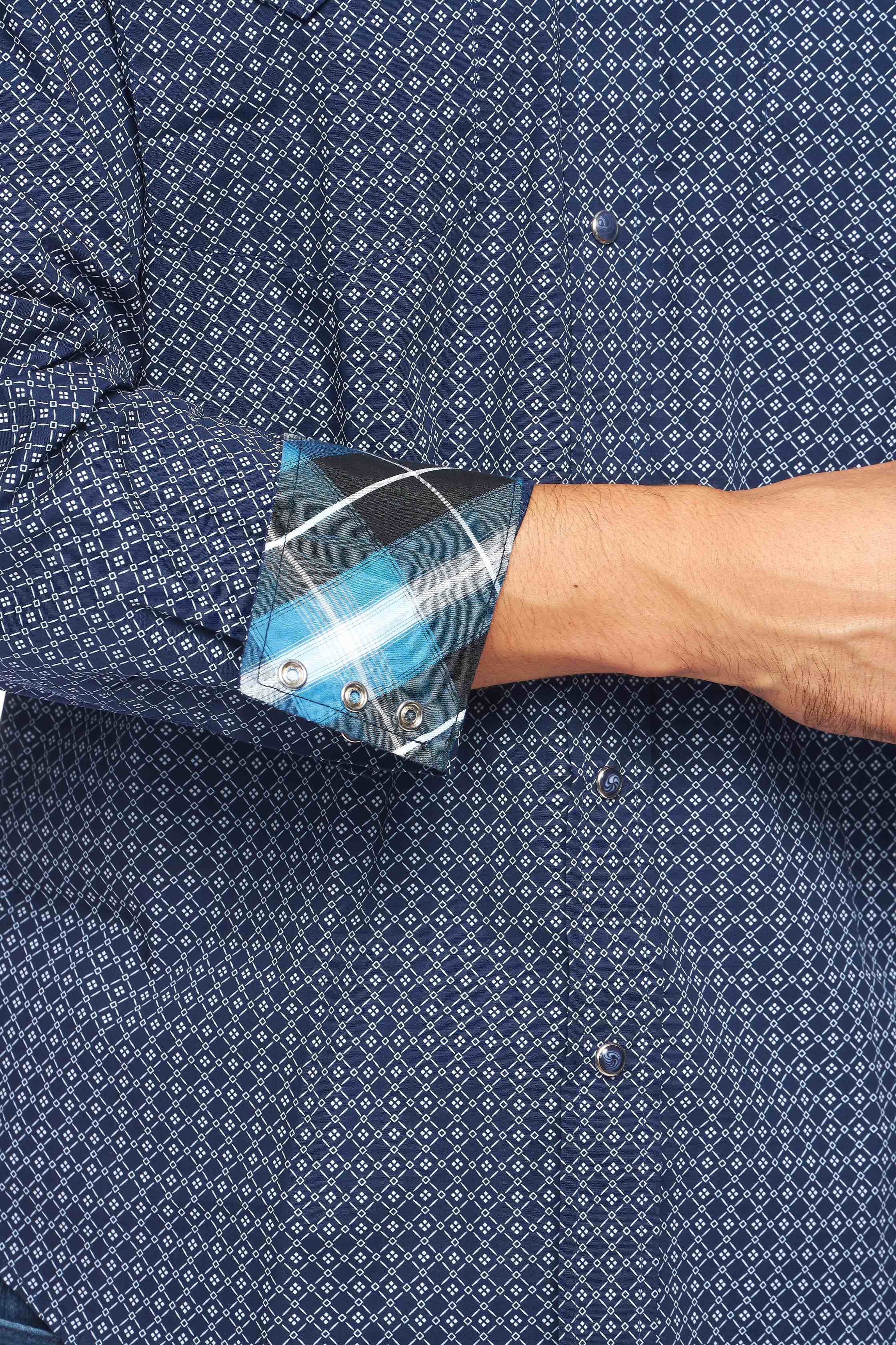 Men's Western Pearl Snap Print Shirt-PS100L-160 - Rodeo Clothing wholesale 