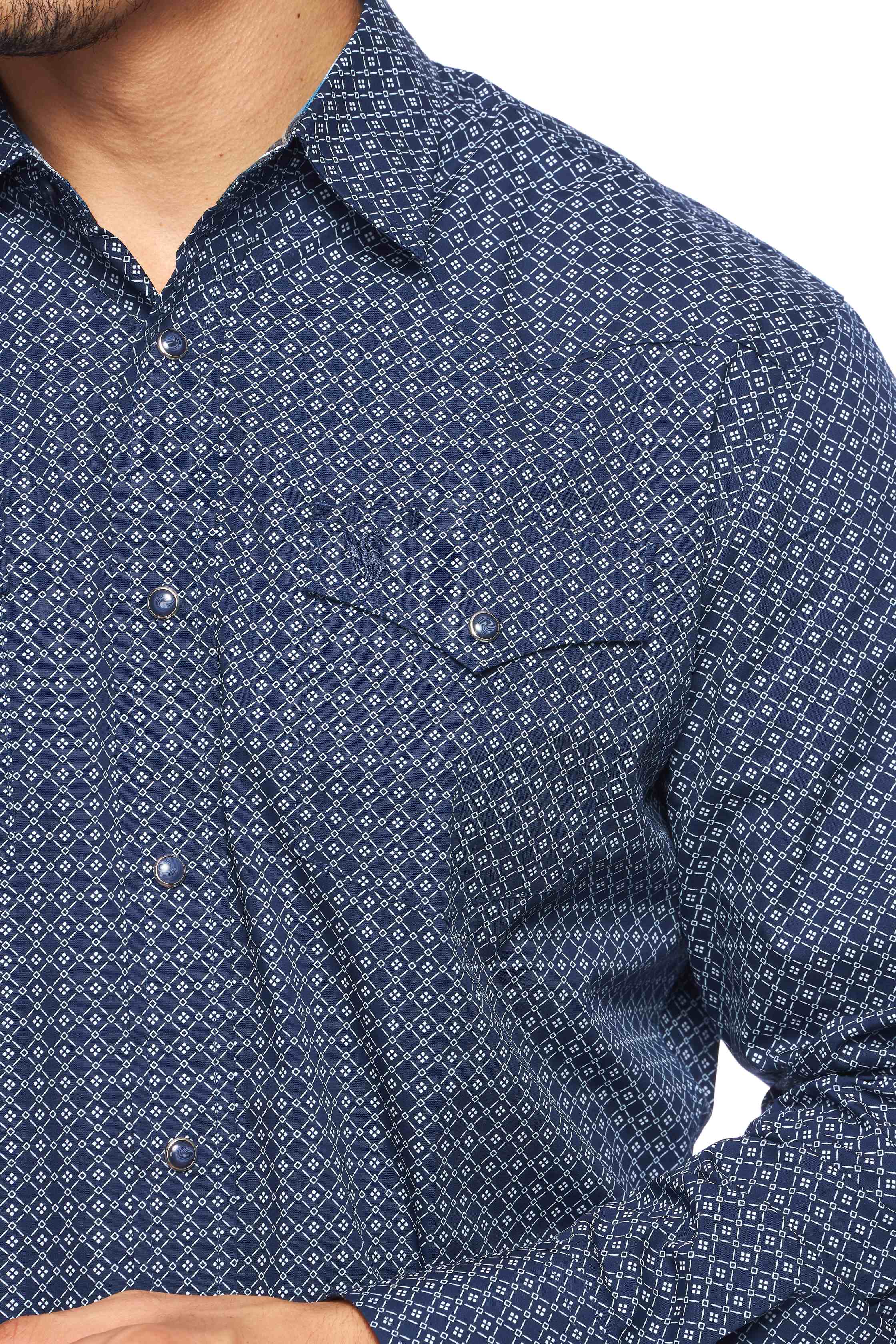 Men's Western Pearl Snap Print Shirt-PS100L-160 - Rodeo Clothing wholesale 