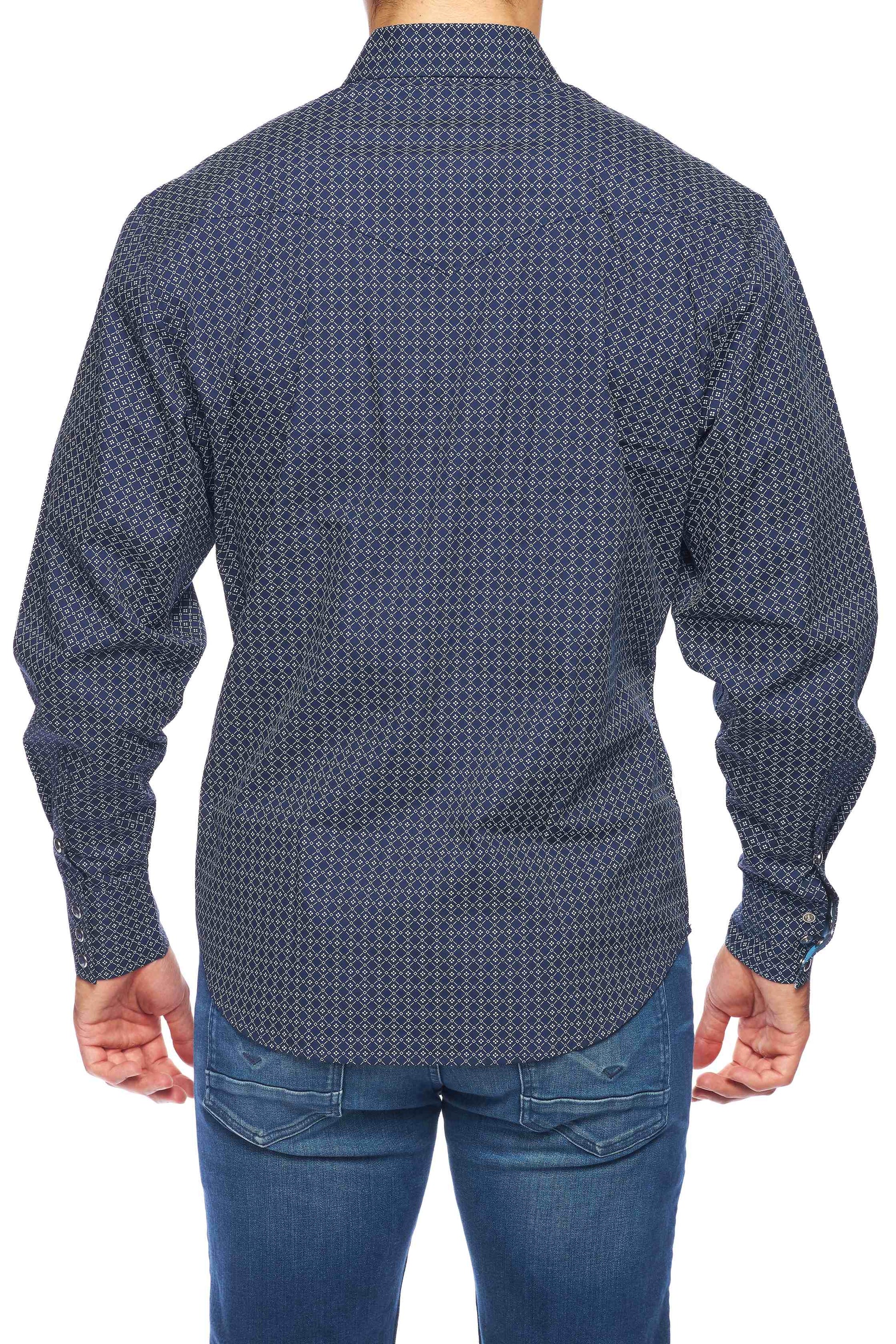 Men's Western Pearl Snap Print Shirt-PS100L-160 - Rodeo Clothing wholesale 