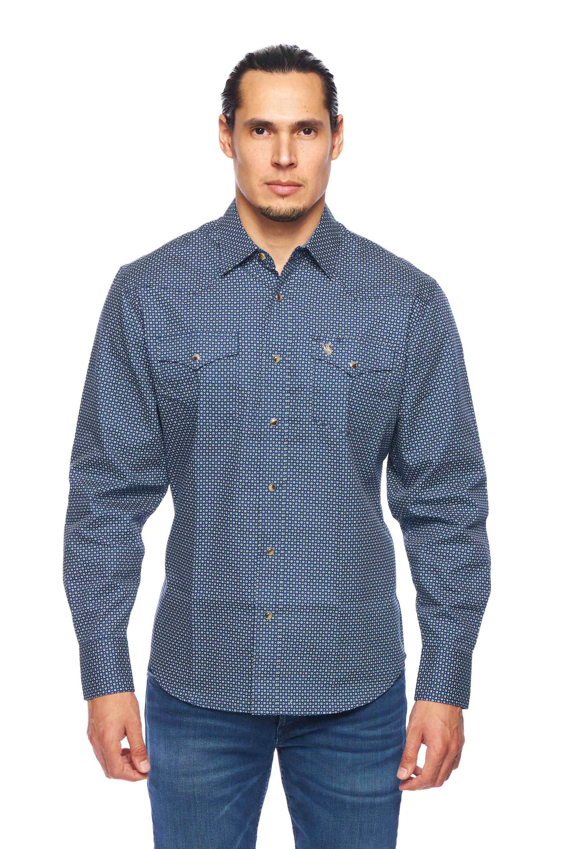 Men's Western Pearl Snap Print Shirt-PS100L-158 - Rodeo Clothing wholesale 