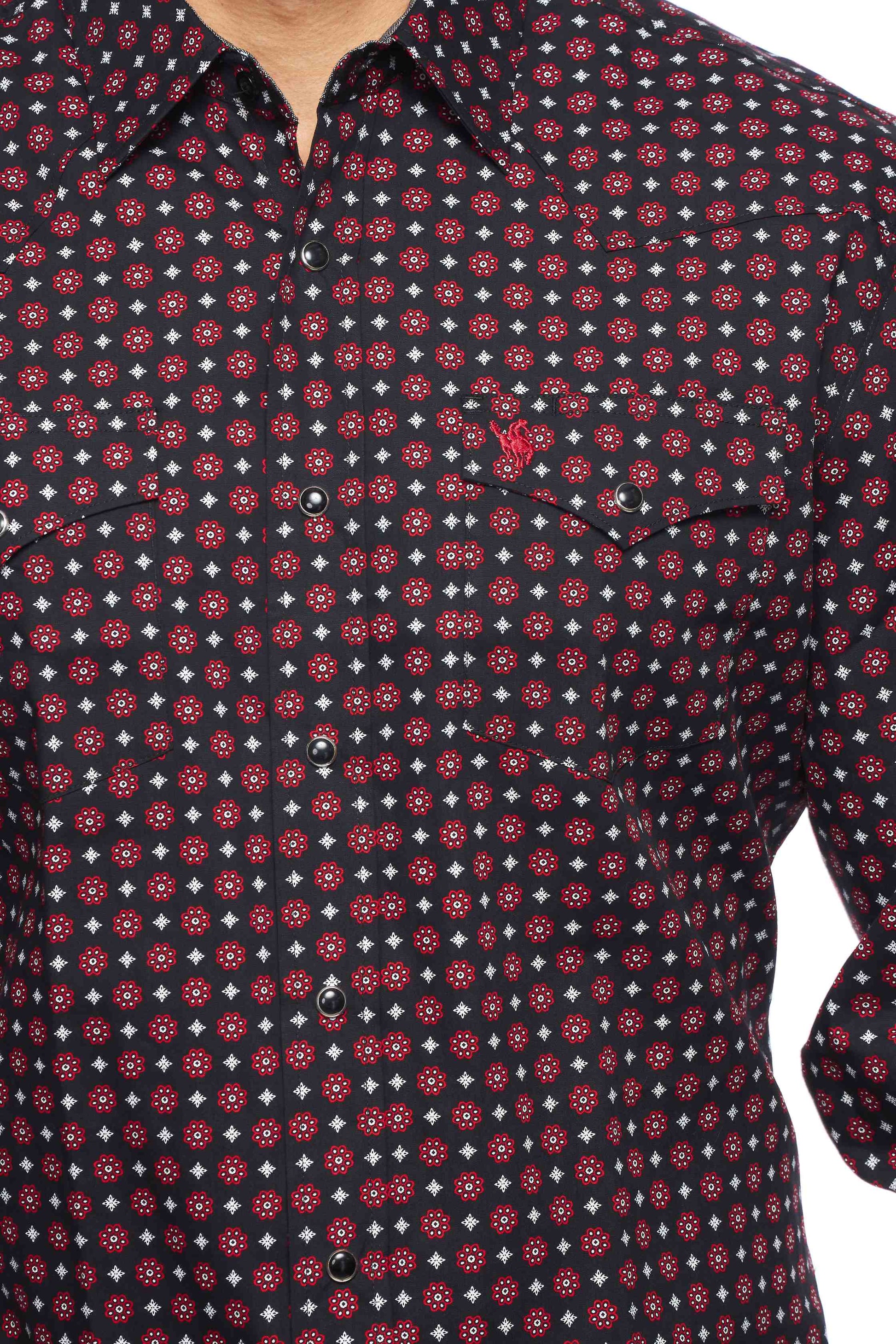 Men's Western Pearl Snap Print Shirt-PS100L-164 - Rodeo Clothing wholesale 