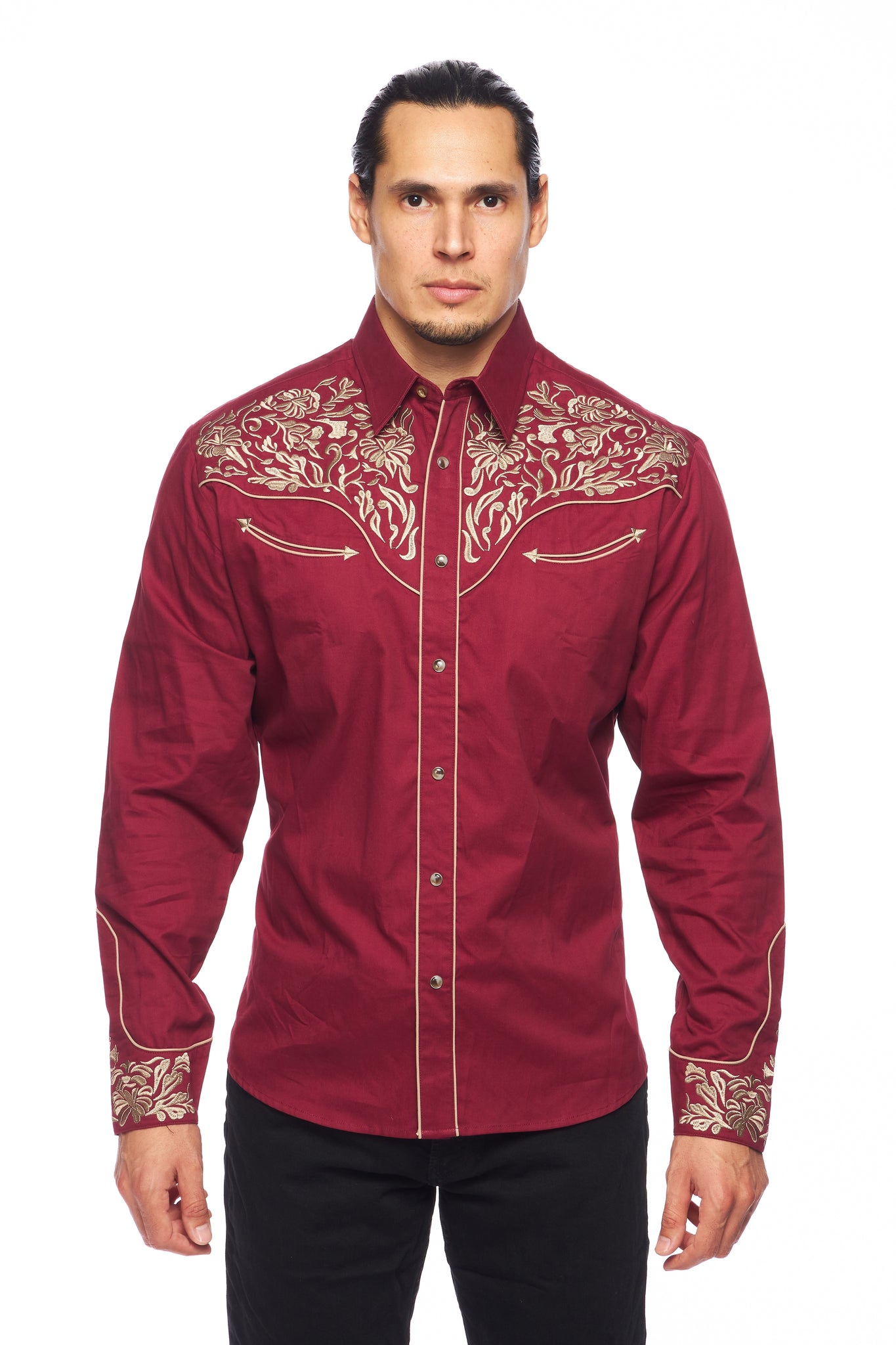 Men's Western Cowboy Embroidery Shirt -PS500L-563