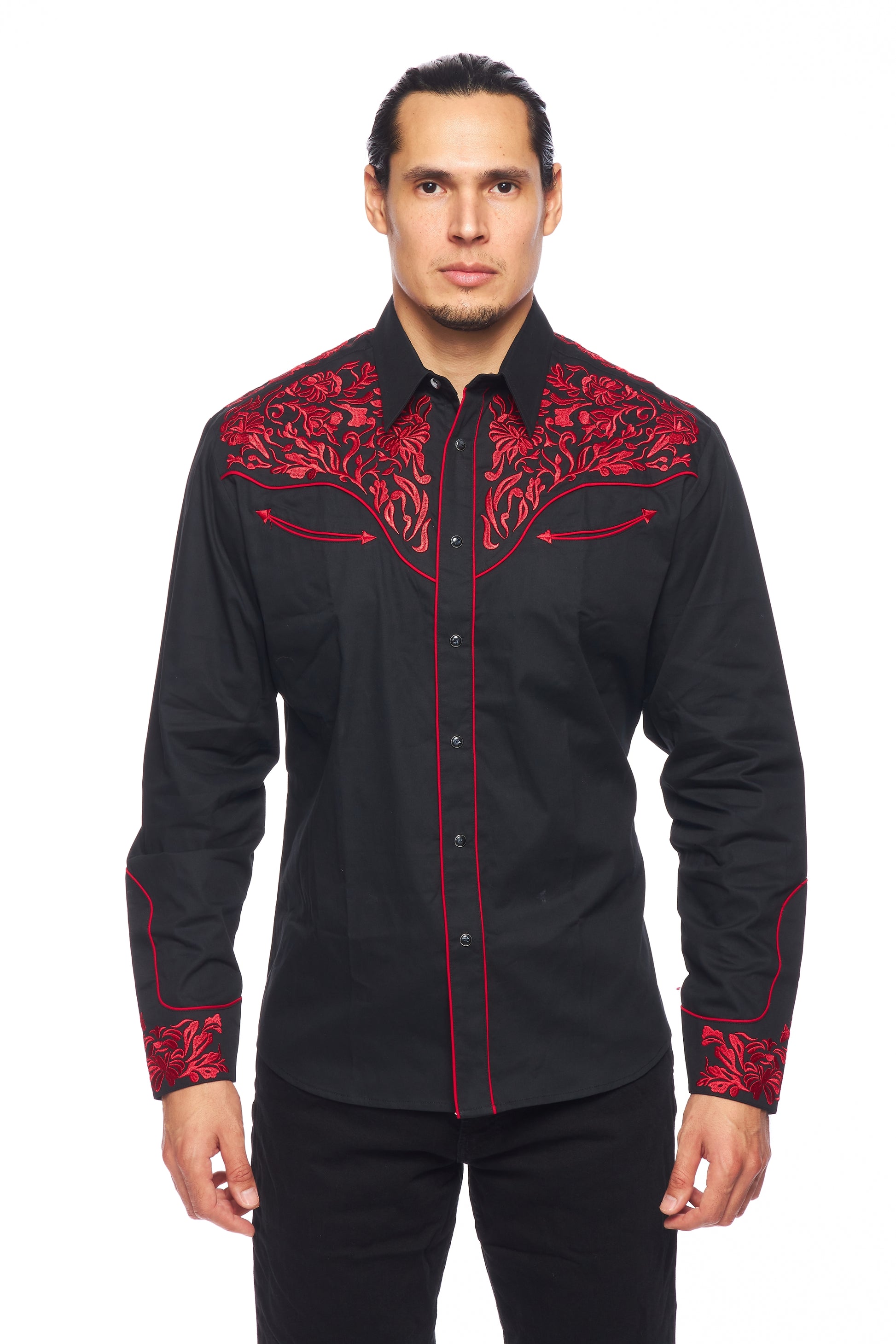 Men's Western Cowboy Embroidery Shirt-PS500L-563 - Rodeo Clothing wholesale 