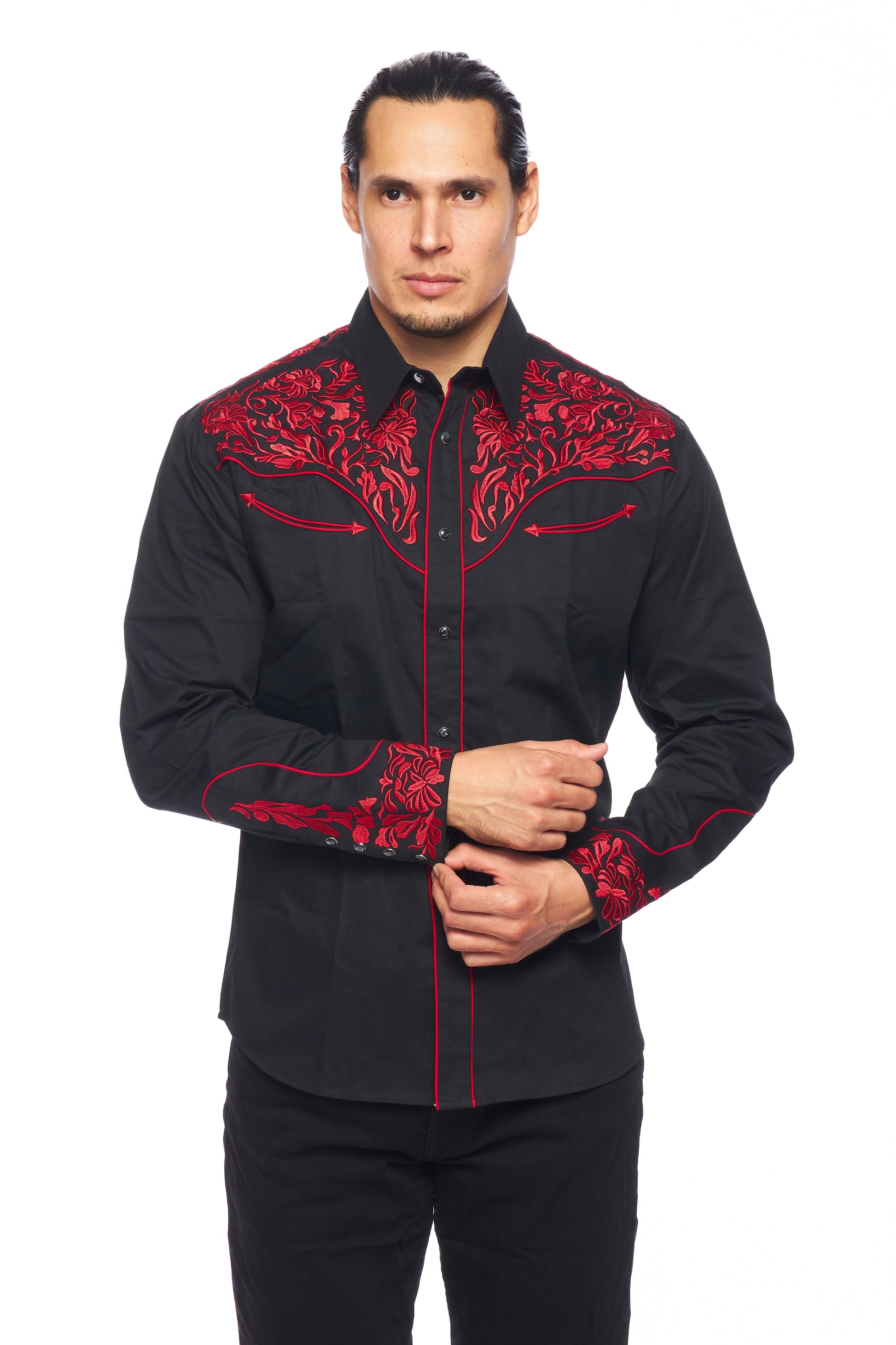 Men's Western Cowboy Embroidery Shirt-PS500L-563 - Rodeo Clothing wholesale 