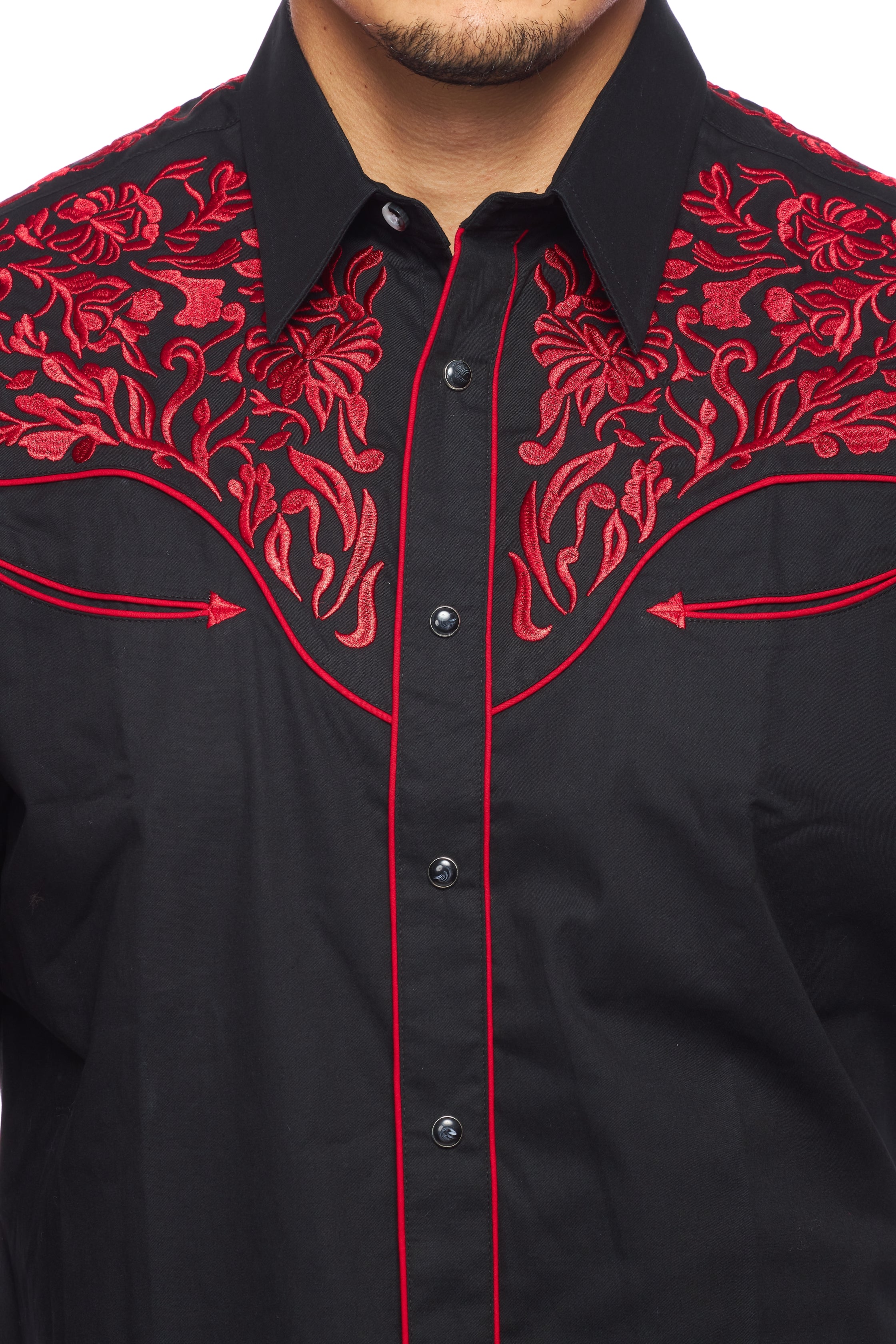 Men's Western Cowboy Embroidery Shirt-PS500L-563 - Rodeo Clothing wholesale 