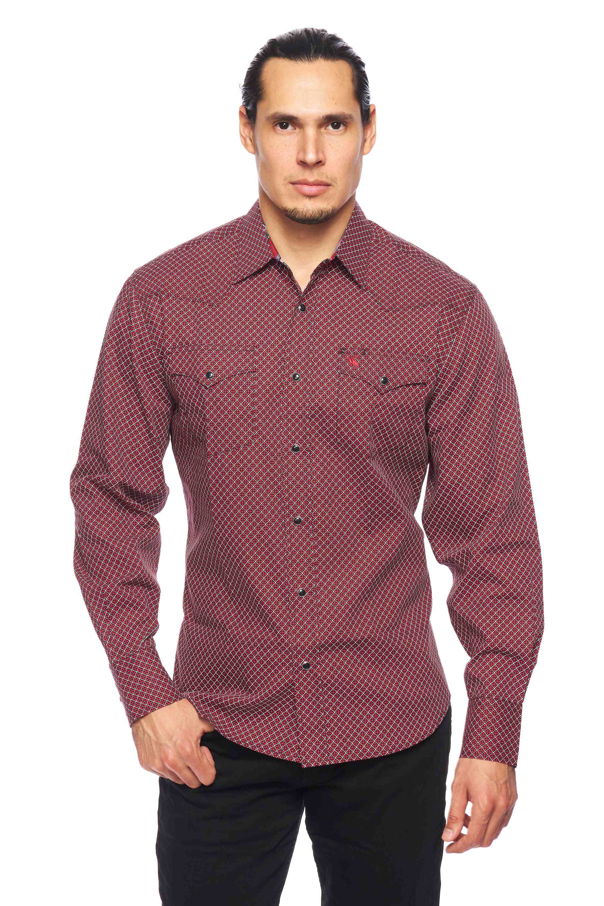 Men's Western Pearl Snap Print Shirt-PS100L-167 - Rodeo Clothing wholesale 