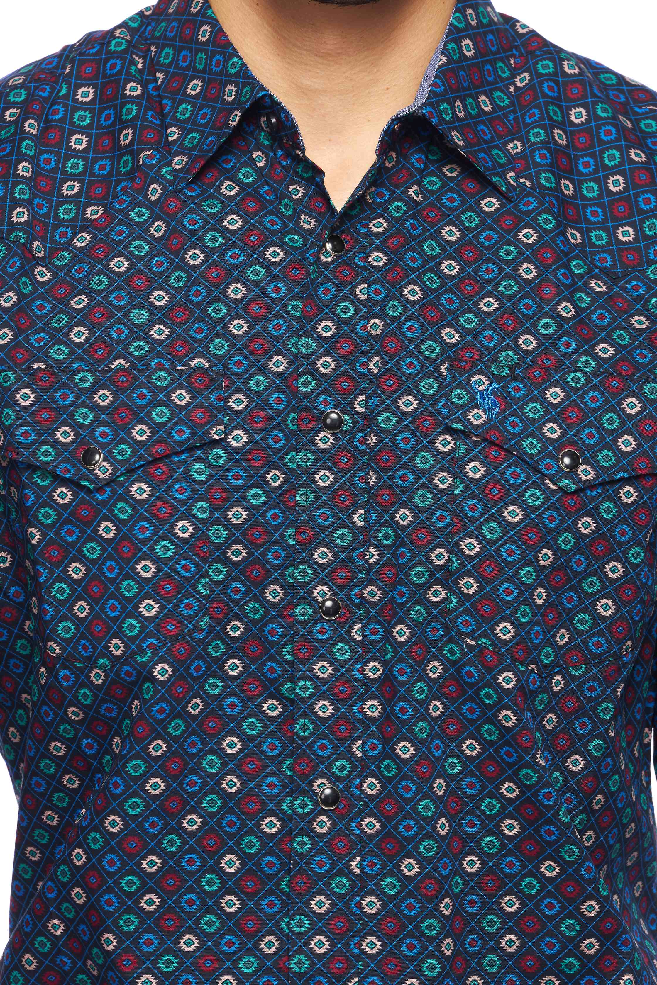 Men's Western Pearl Snap Print Shirt-PS100L-165 - Rodeo Clothing wholesale 