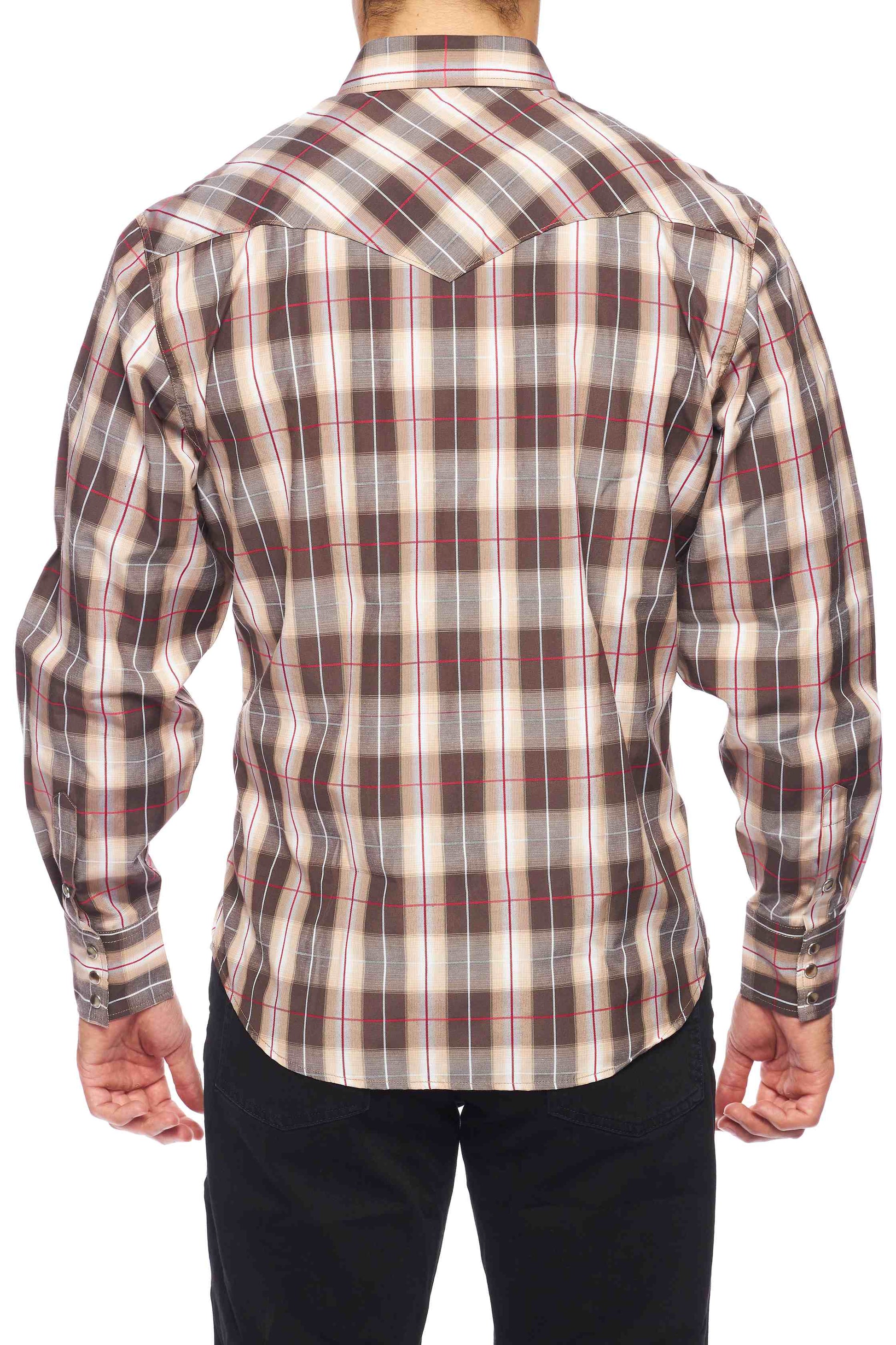Men's Western Long Sleeve Pearl Snap Plaid Shirt-PS400-427 - Rodeo Clothing wholesale 