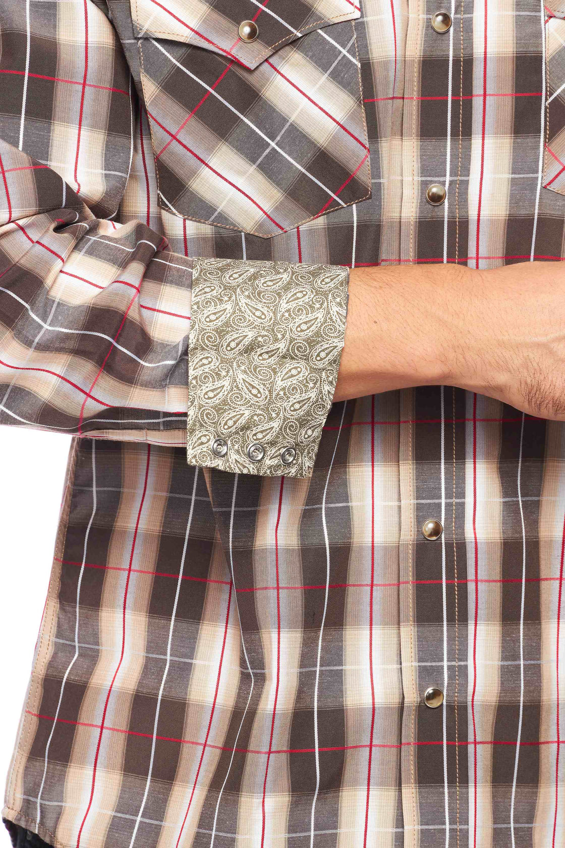 Men's Western Long Sleeve Pearl Snap Plaid Shirt-PS400-427 - Rodeo Clothing wholesale 