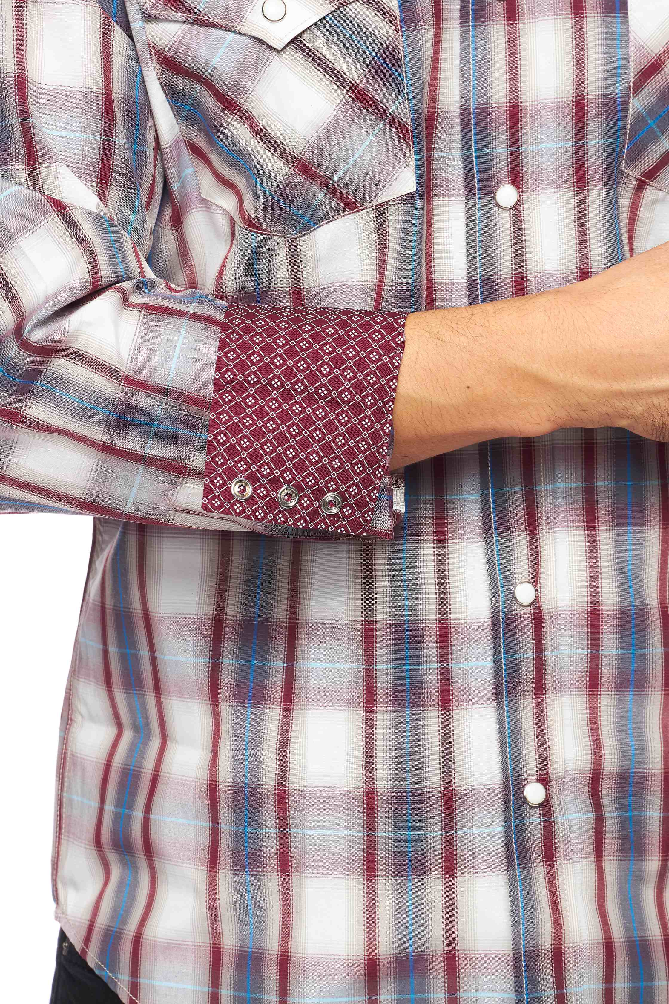 Men's Western Long Sleeve Pearl Snap Plaid Shirt-PS400-406 - Rodeo Clothing wholesale 