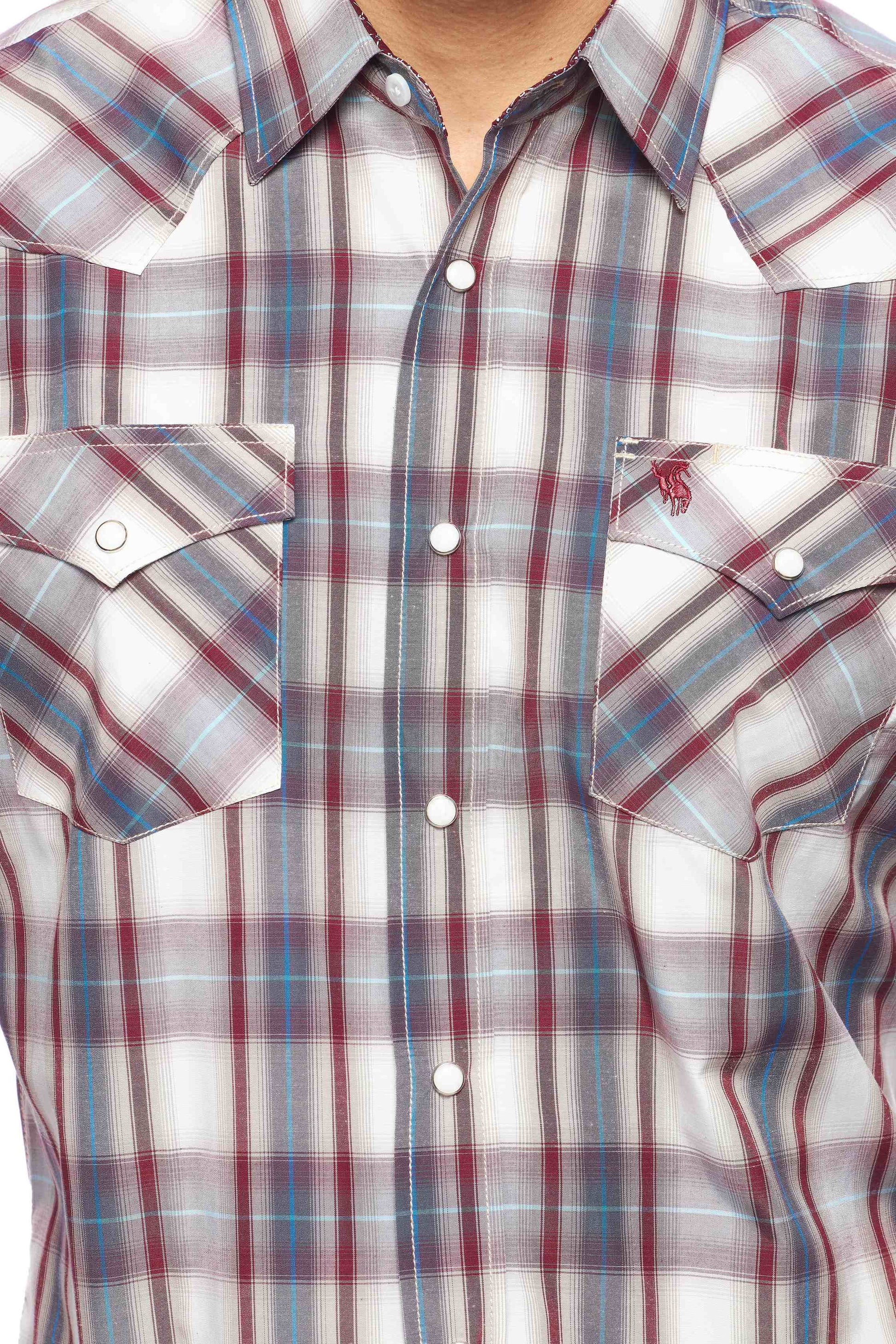 Men's Western Long Sleeve Pearl Snap Plaid Shirt-PS400-406 - Rodeo Clothing wholesale 