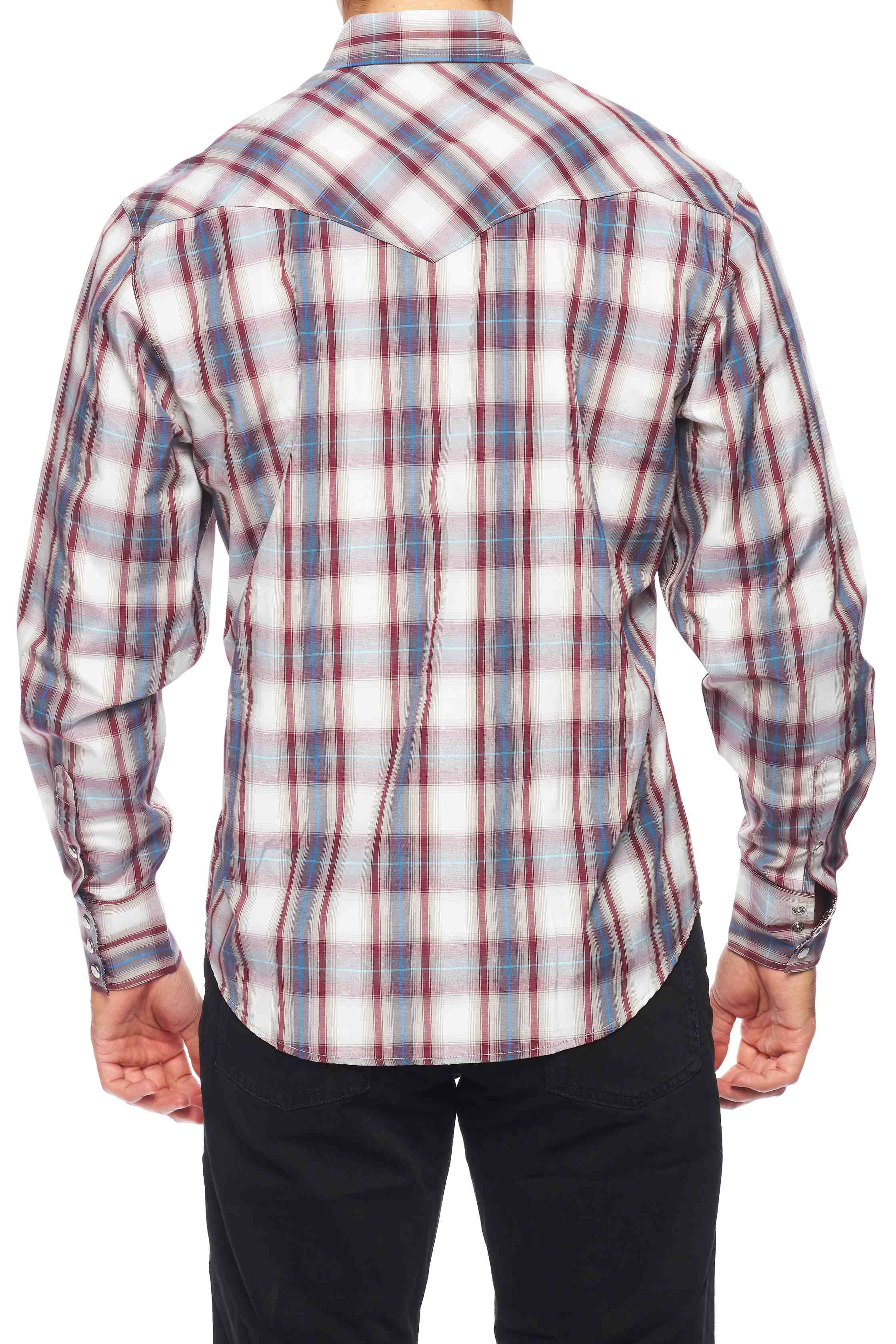 Men's Western Long Sleeve Pearl Snap Plaid Shirt-PS400-406 - Rodeo Clothing wholesale 