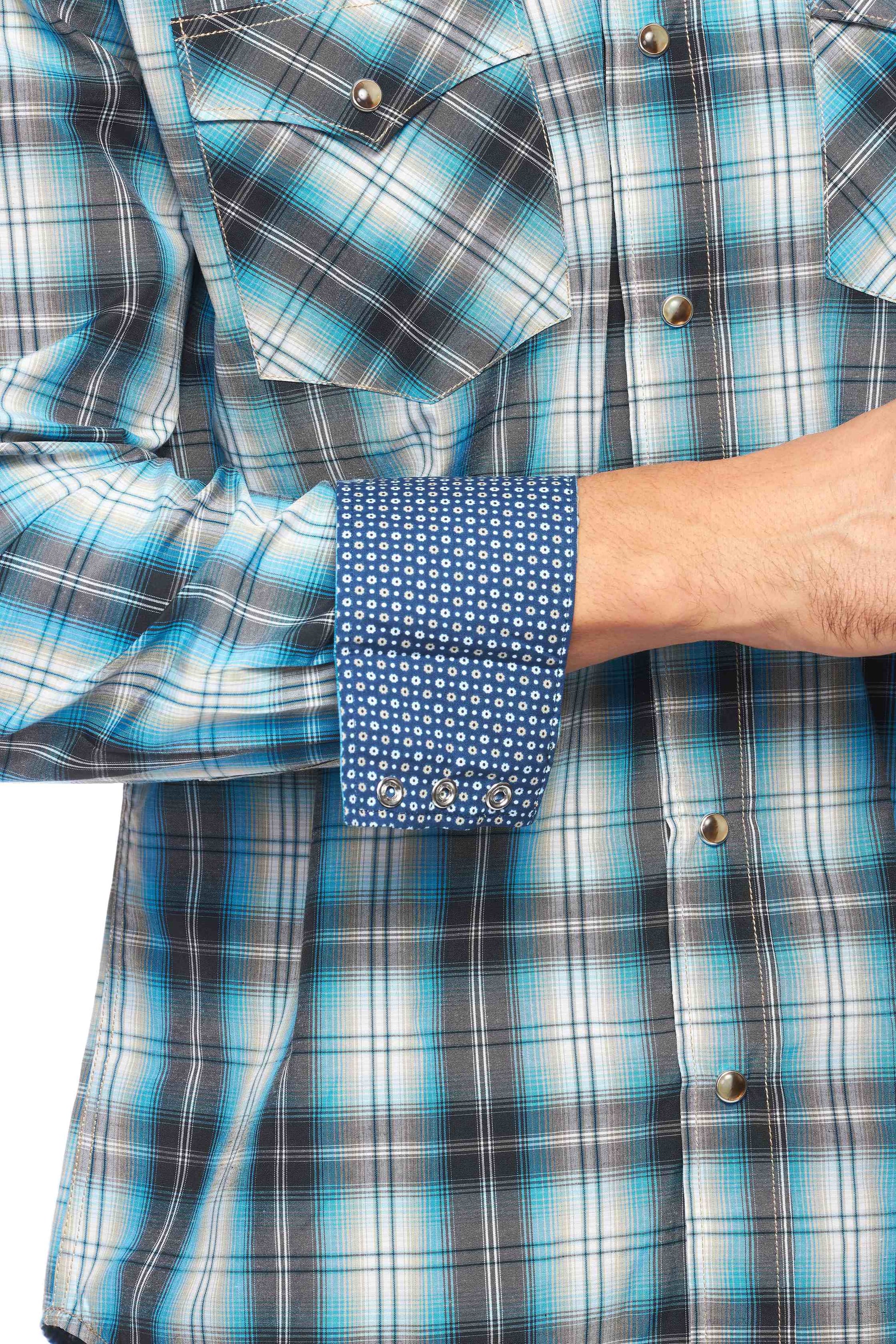 Men's Western Long Sleeve Pearl Snap Plaid Shirt-PS400-478 - Rodeo Clothing wholesale 