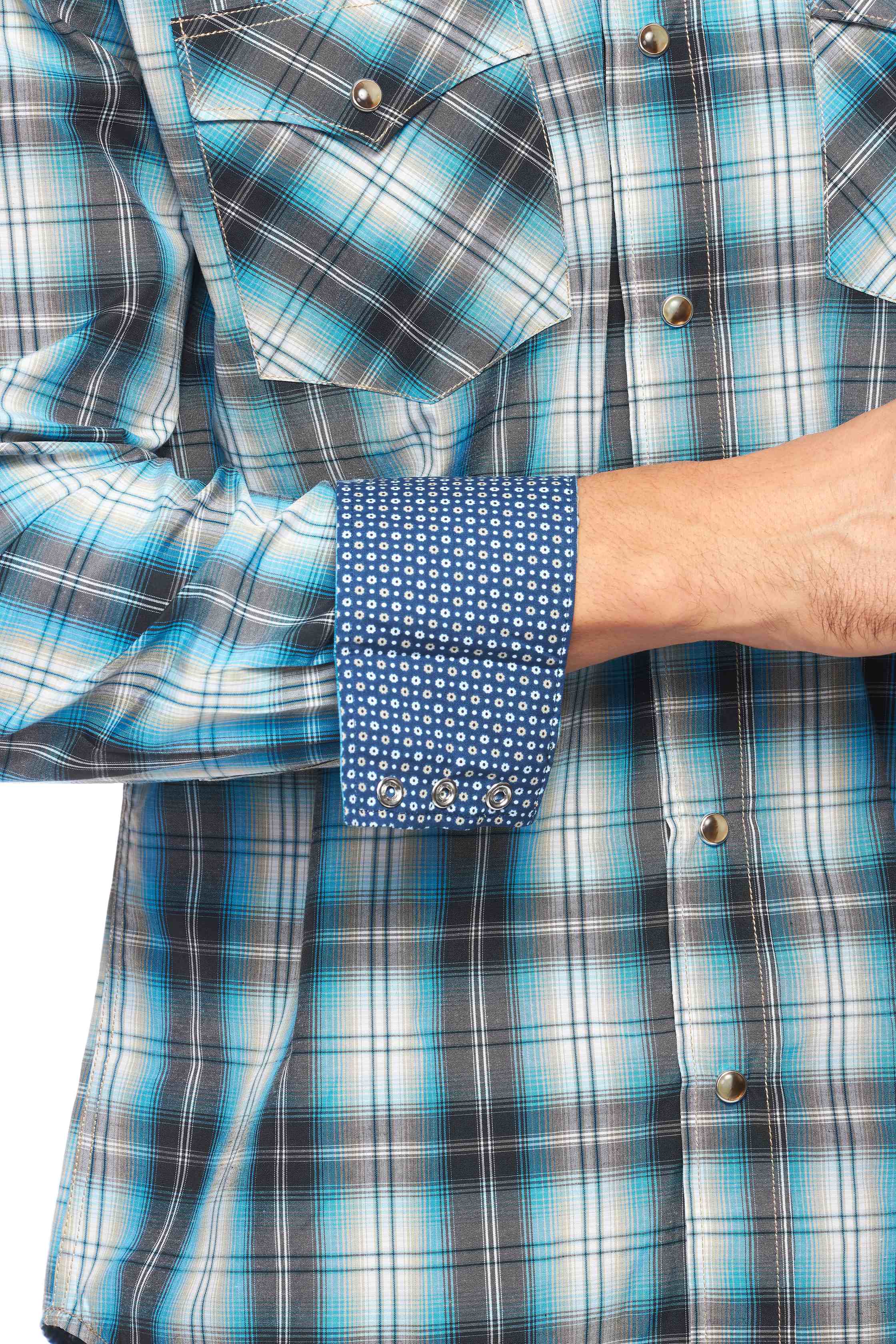 Men's Western Long Sleeve Pearl Snap Plaid Shirt-PS400-478 - Rodeo Clothing wholesale 