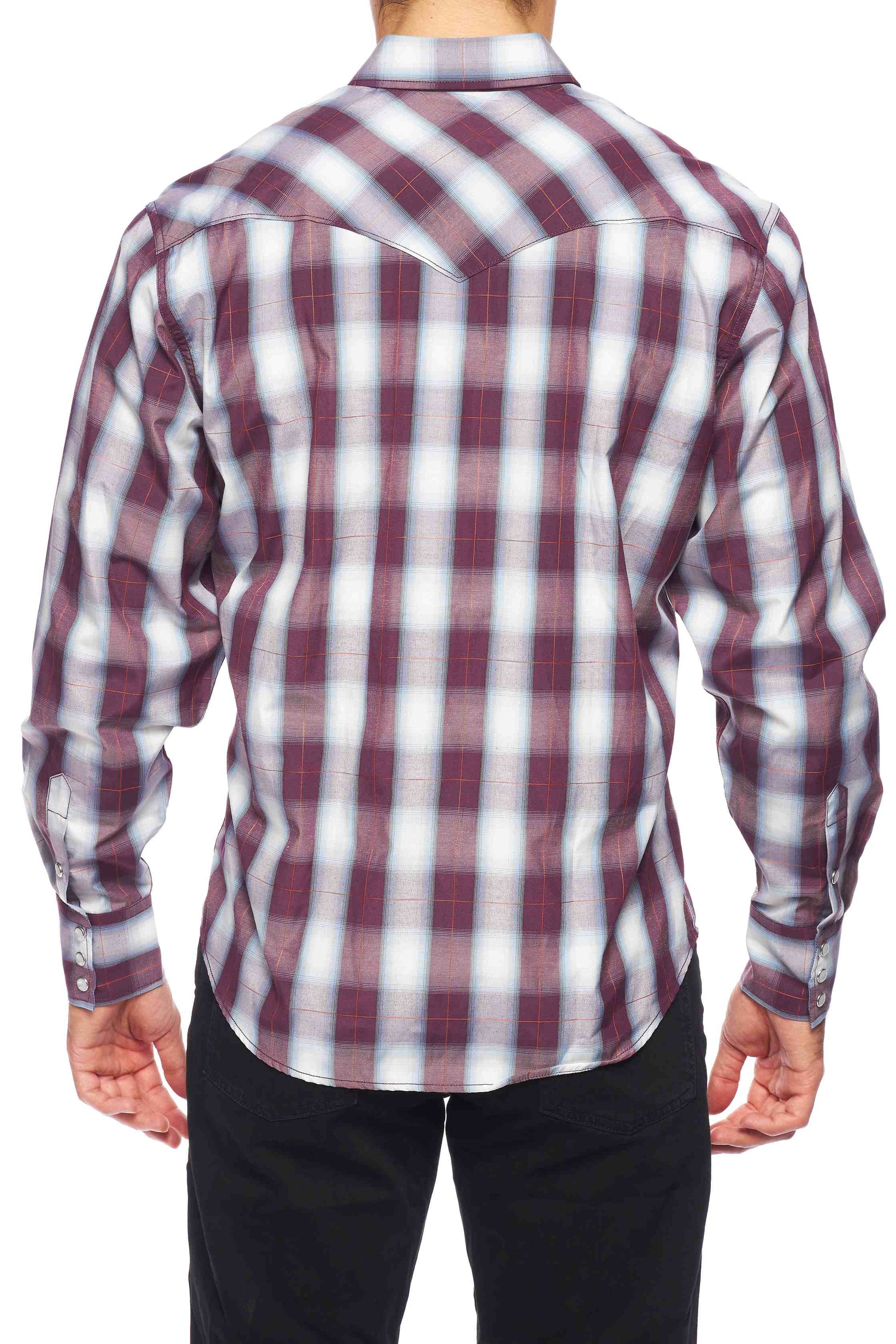 Men's Western Long Sleeve Pearl Snap Plaid Shirt-PS400-405 - Rodeo Clothing wholesale 