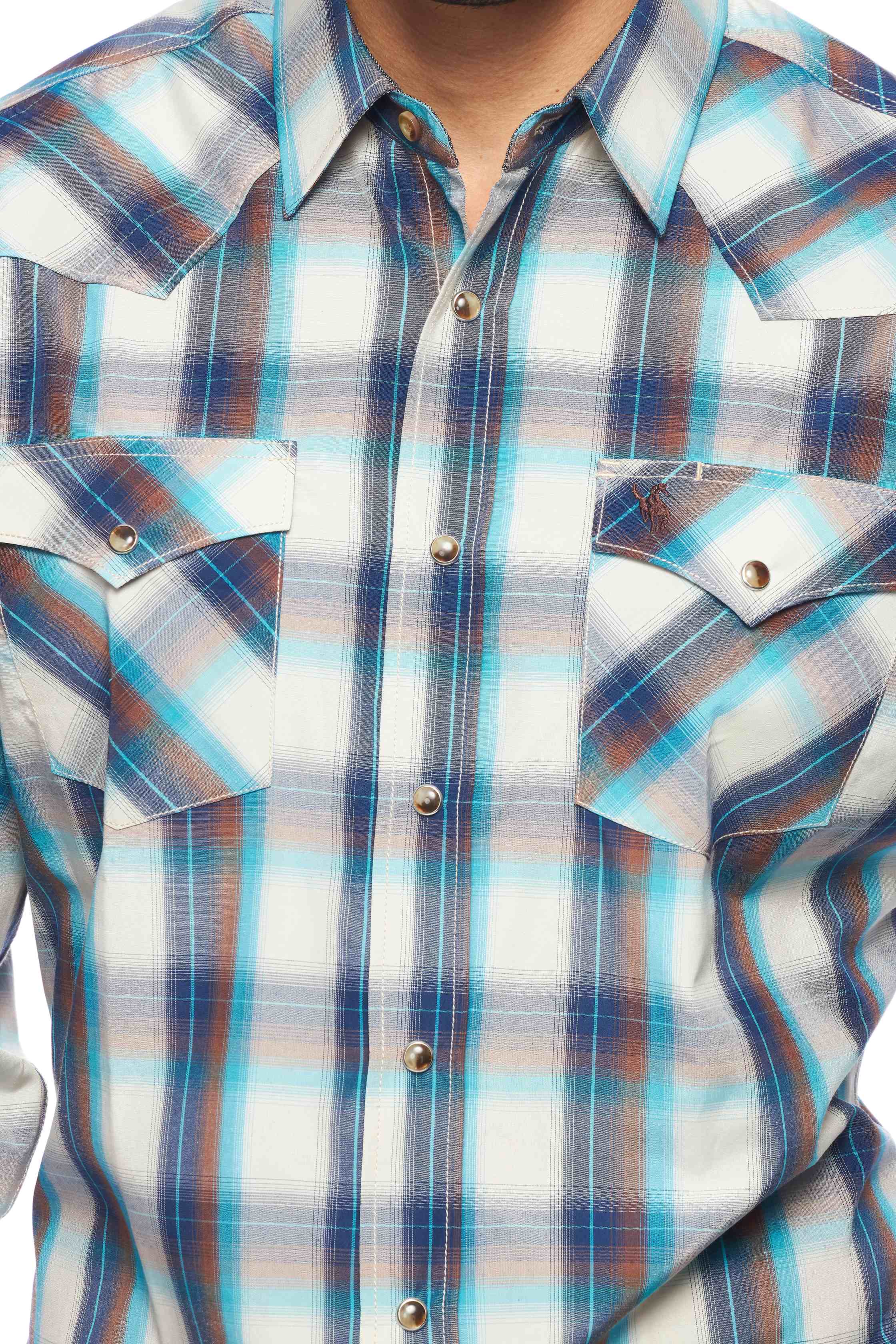Men's Western Long Sleeve Pearl Snap Plaid Shirt-PS400-409 - Rodeo Clothing wholesale 